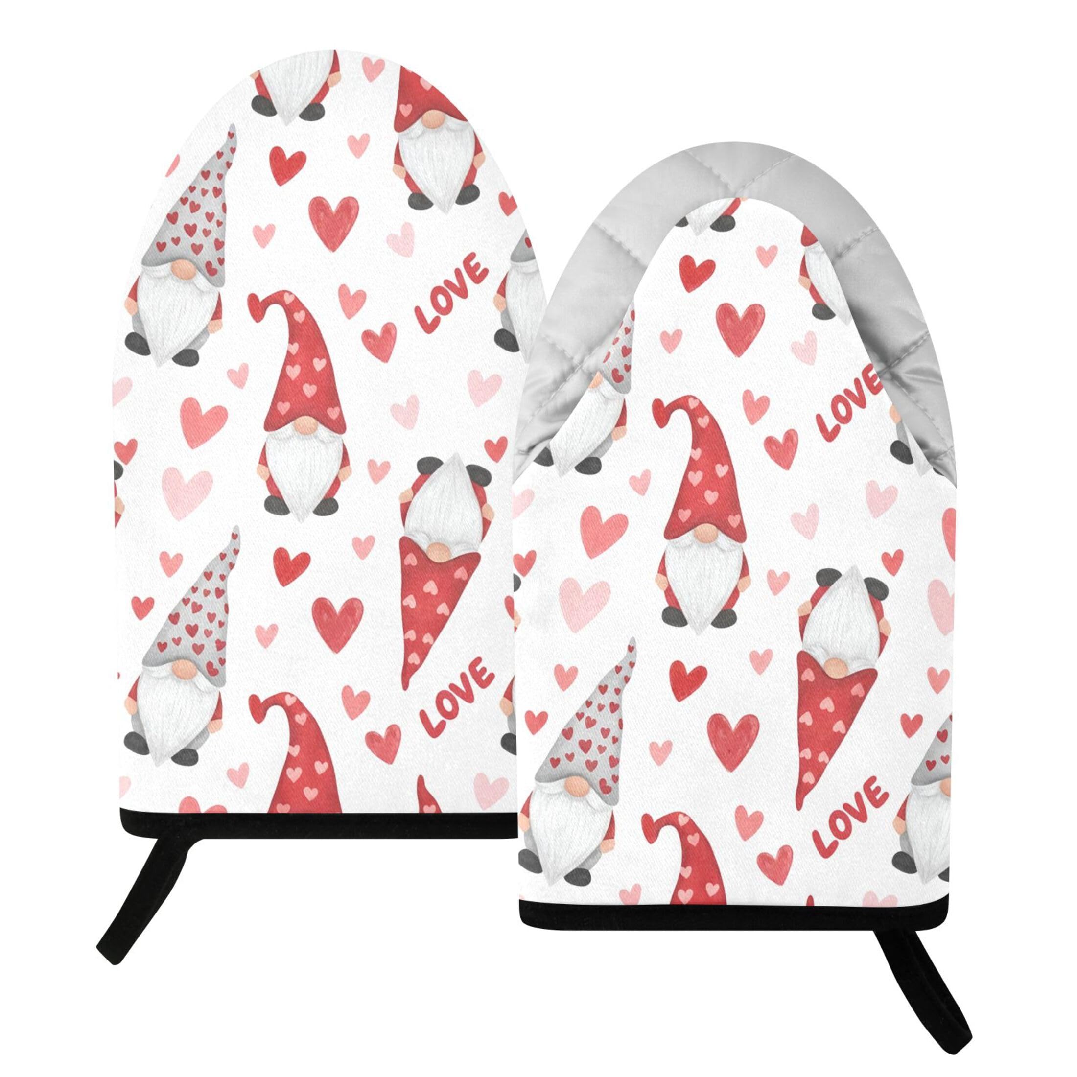 Kutsu Gnomes Oven Mitts for Kitchen, Heat Resistant Cotton Oven Gloves for BBQ Baking Cooking, Breathable Kitchen Essentials, 2 pcs