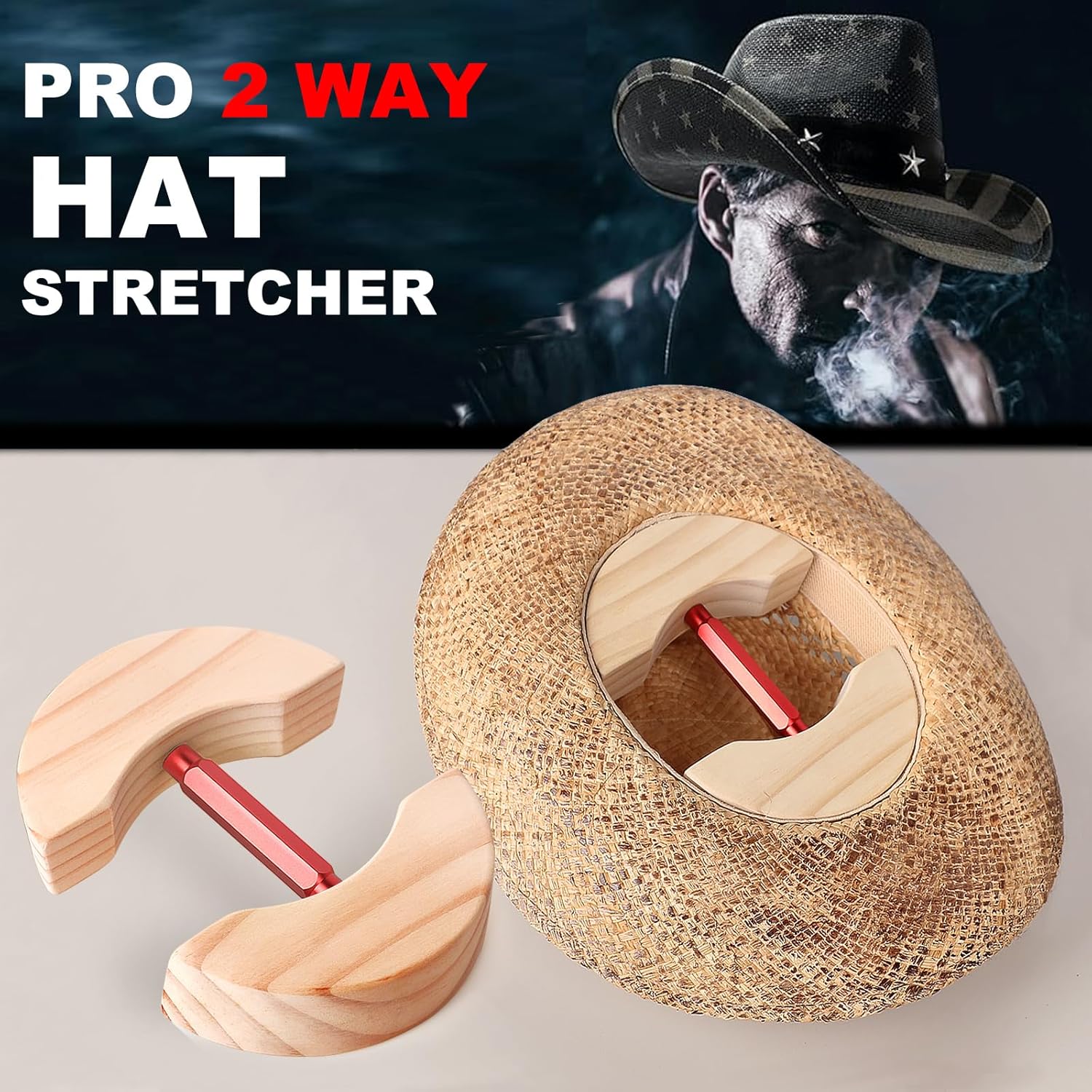 Hat Stretcher, Hat Stretcher for Fitted Hats Size 7 to 8 3/8, Cowboy Hats Jack, Reshaper Extender Fit All Kinds of Caps - Image 2