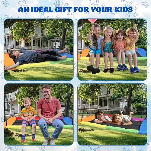 Miniatura 7 de GCCSJ Columpio de metal gigante para árbol de 800 libras de 60 pulgadas para niños y adultos, resistente con 2 correas para colgar en el árbol