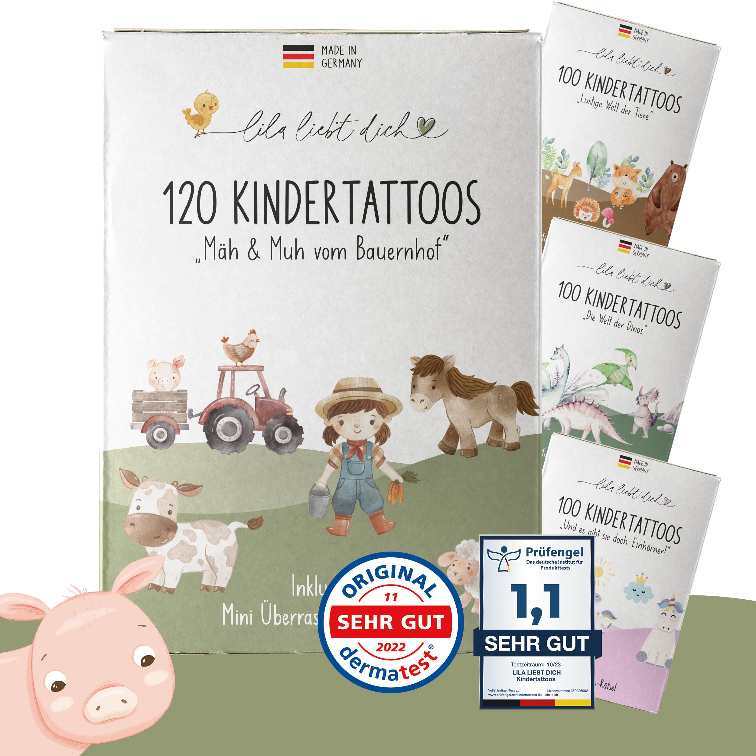 lila liebt dich® 120 angesagte Tattoo Kinder Motive Bauernhof // Kindertattoos hautfreundlich & dermatologisch getestet // Kinder Tattoo Made in Germany