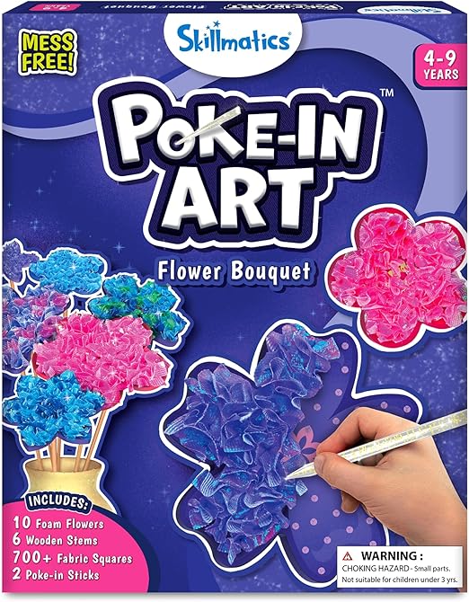 Skillmatics Poke-in Art - Flower Bouquet, Mess-Free Creative Activity, DIY Wood Craft Kits, Gifts for Girls & Boys Ages 4, 5, 6, 7, 8, 9