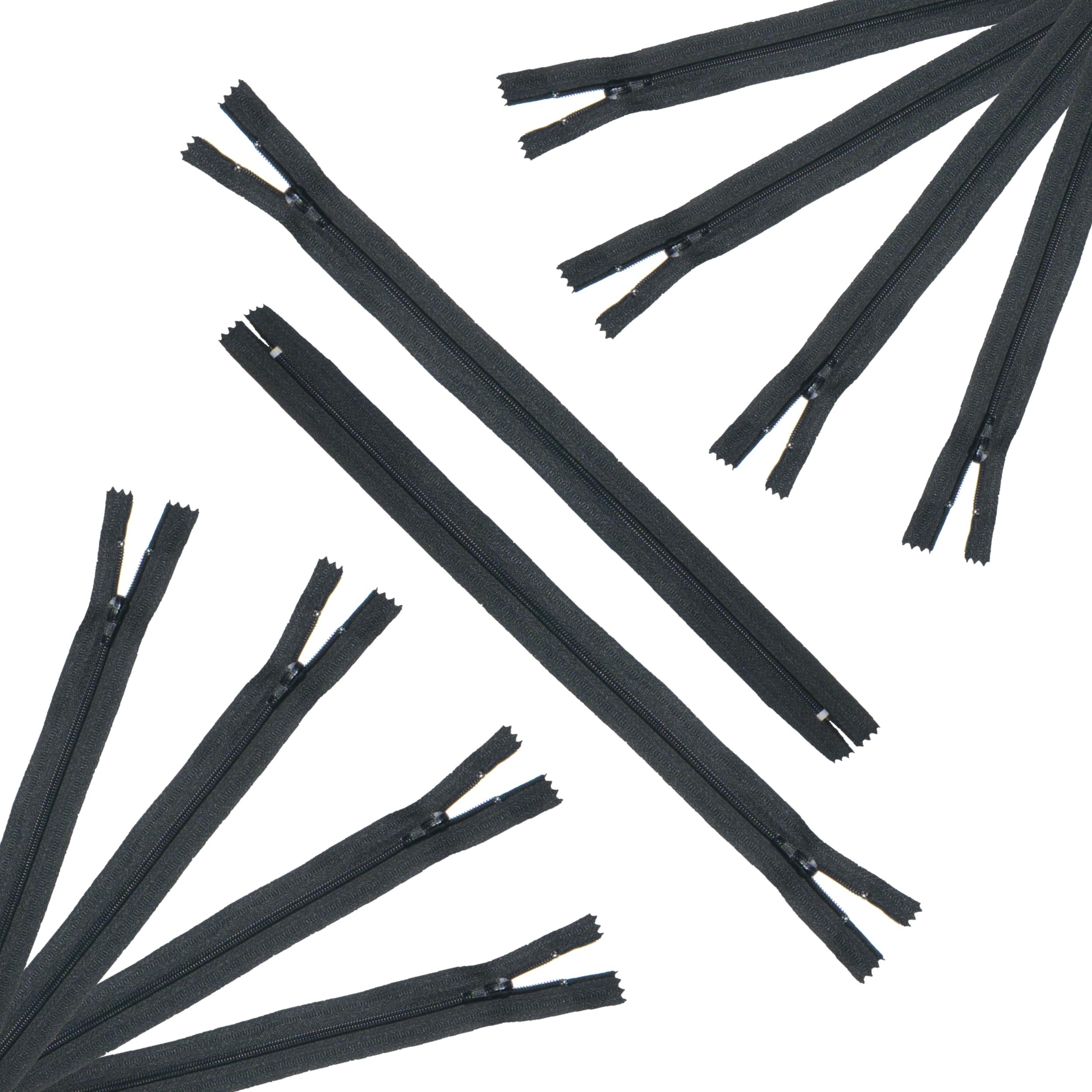 Trimz 1 Piece Black Autolock Closed End Zip - 20cm (8 Inch) - Nylon Zip with 4mm Teeth for Dressmaking, Skirts, Cushions & Crafts