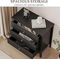 Vista 4 de RoyalCraft Large 3 Drawer Dresser Set of 2, Fluted Chest of Drawers with Storage, Modern Painted 30 inch Tall Nightstand for Bedroom Living Room