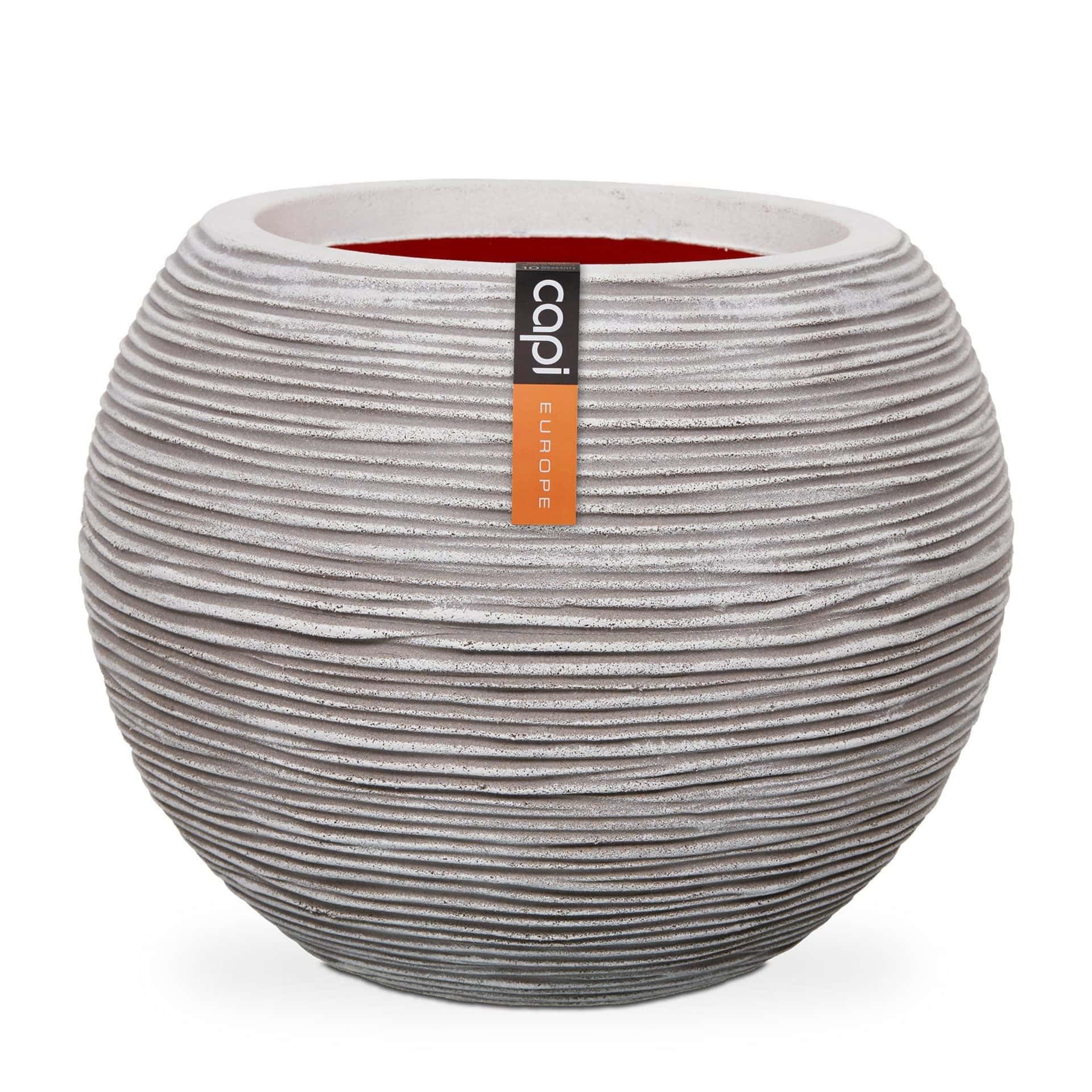 Capi Europe Vase Ball Rib NL 40x32cm Ivory White - Recycled Materials, Frost & UV Resistant