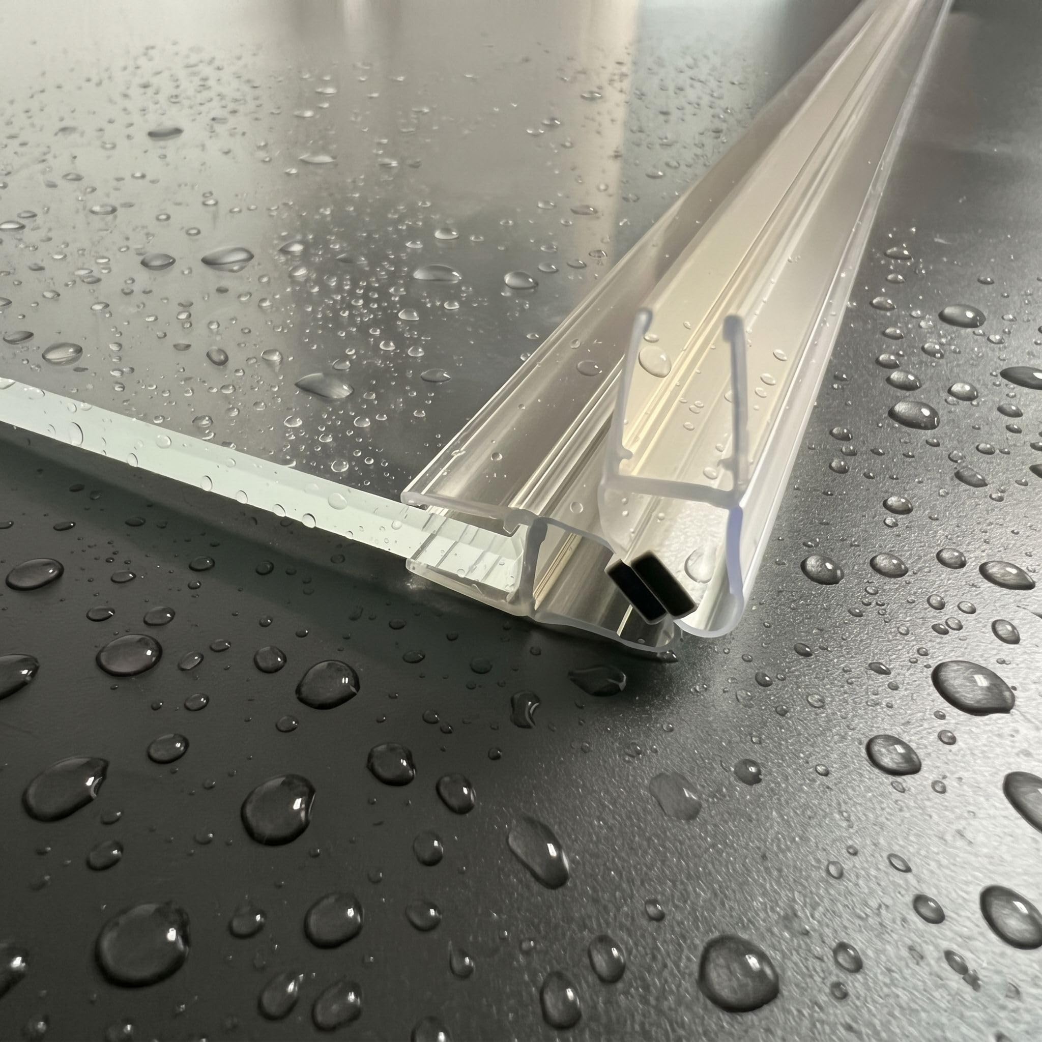 Kristhal Magnetische Duschdichtung 90° für Eckdusche (1 Paar) | 200cm Magnetdichtung für Flügeltür & Duschtür | Universal für 6mm, 7mm & 8mm Glasdicke | Transparentes Duschprofil Made in Germany