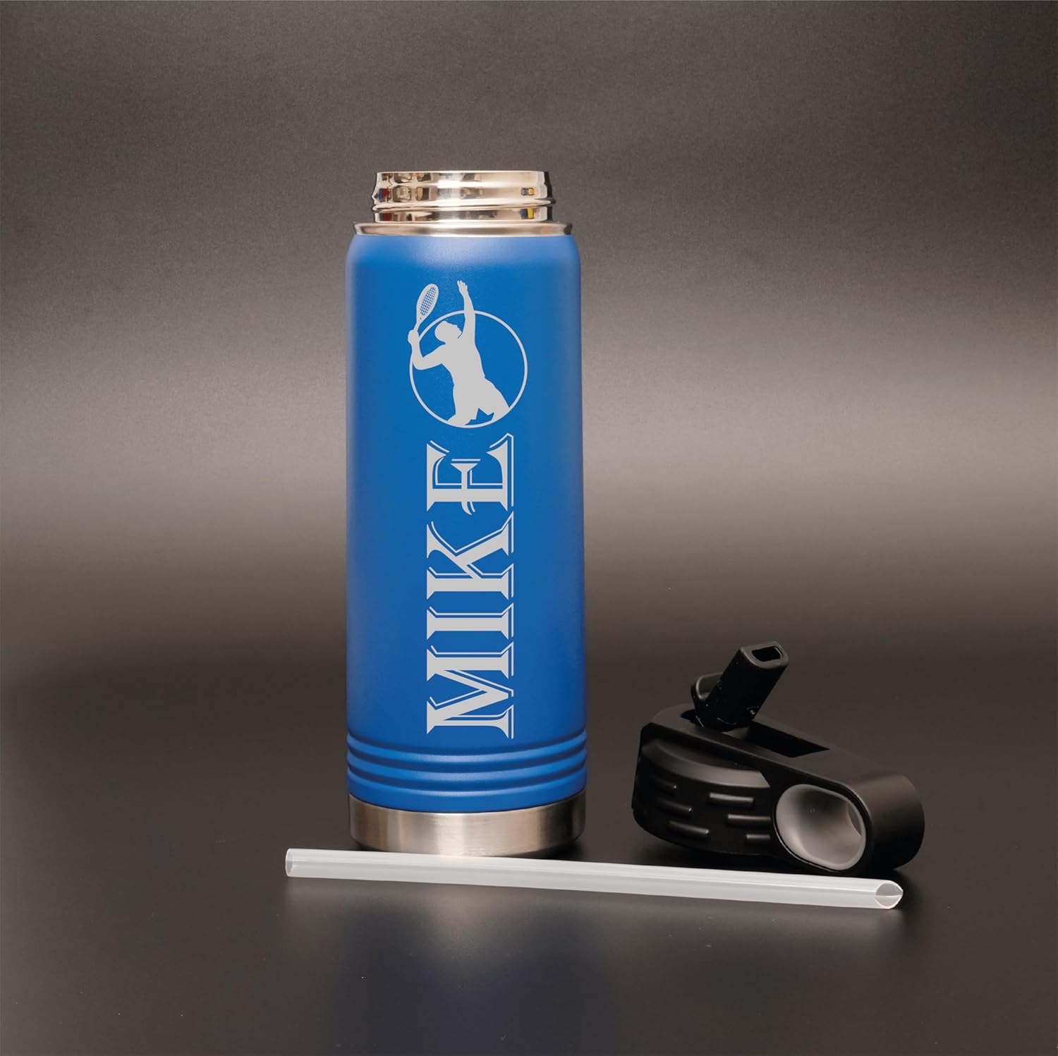 Custom Personalized Laser Engraved 12 20 32 40 oz Water Bottles with Name & 18 Sport Icon, Custom Water Bottle Stainless Steel Double Wall with Lid and Straw - Image 7