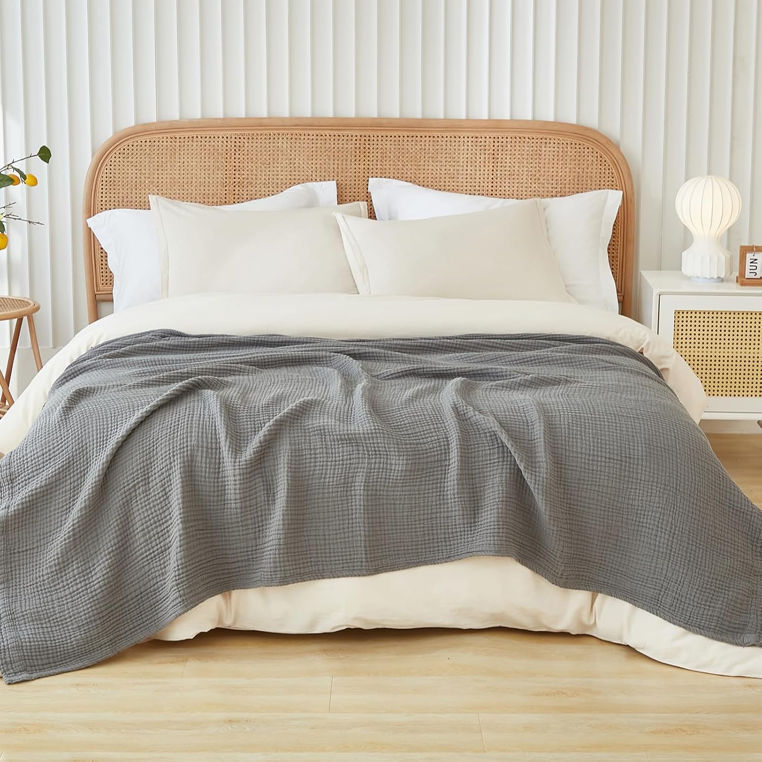 EMME Musselin-Decke Erwachsene Erwachsene, 100% Baumwolle, Sommer-Überwurf Decken für Couch, atmungsaktive Gaze-Decke alle Jahreszeiten, weich und leicht vorgewaschene Baumwolldecke