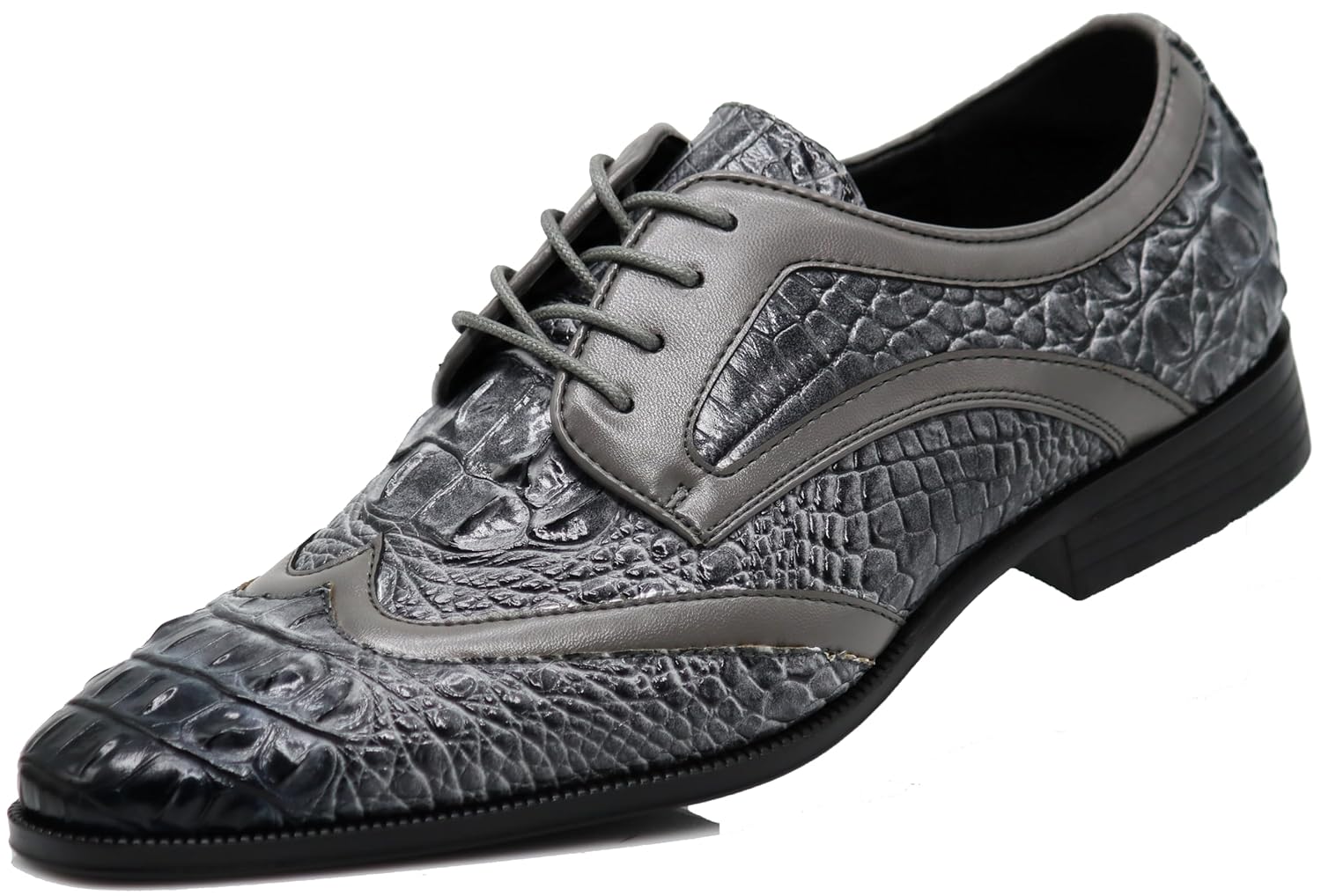 ODN Sapato social masculino Oxford com estampa de crocodilo jacaré