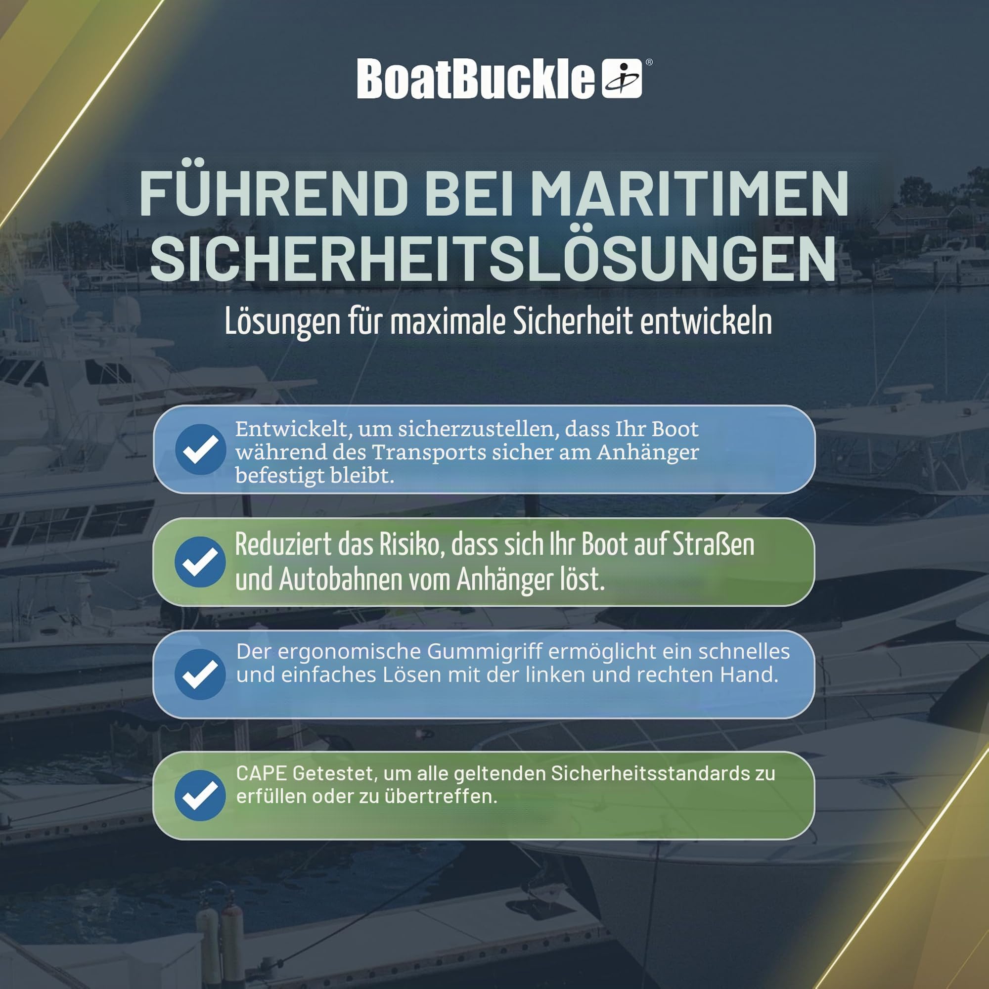 BoatBuckle G2 Edelstahl-Spanngurt (schwarz), 1 Paar