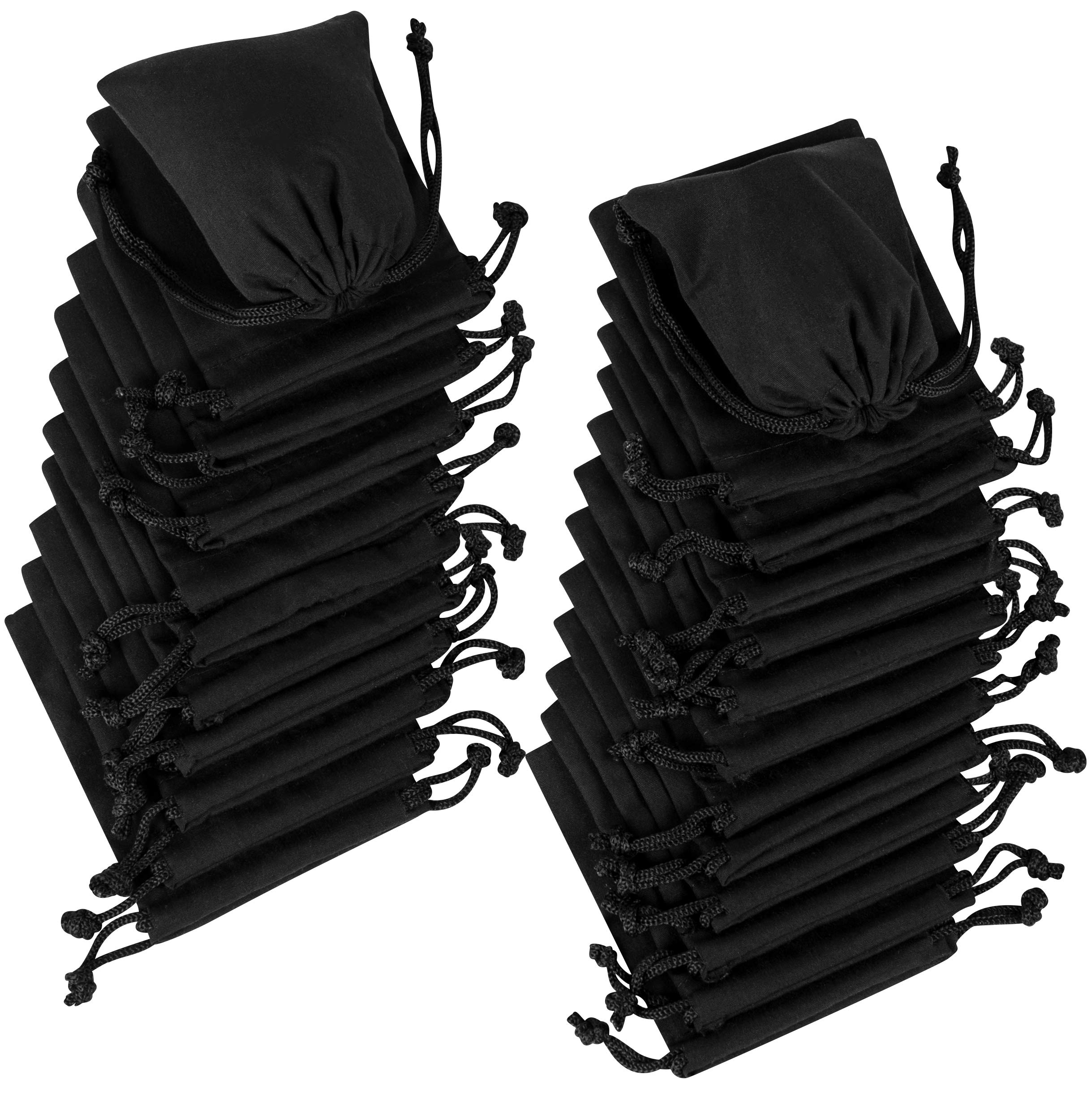 DR Black Cotton Drawstring Bags For Jewelry Gifts Accessories Reusable Quality (3 x 4 inch - 24 pack, Black)