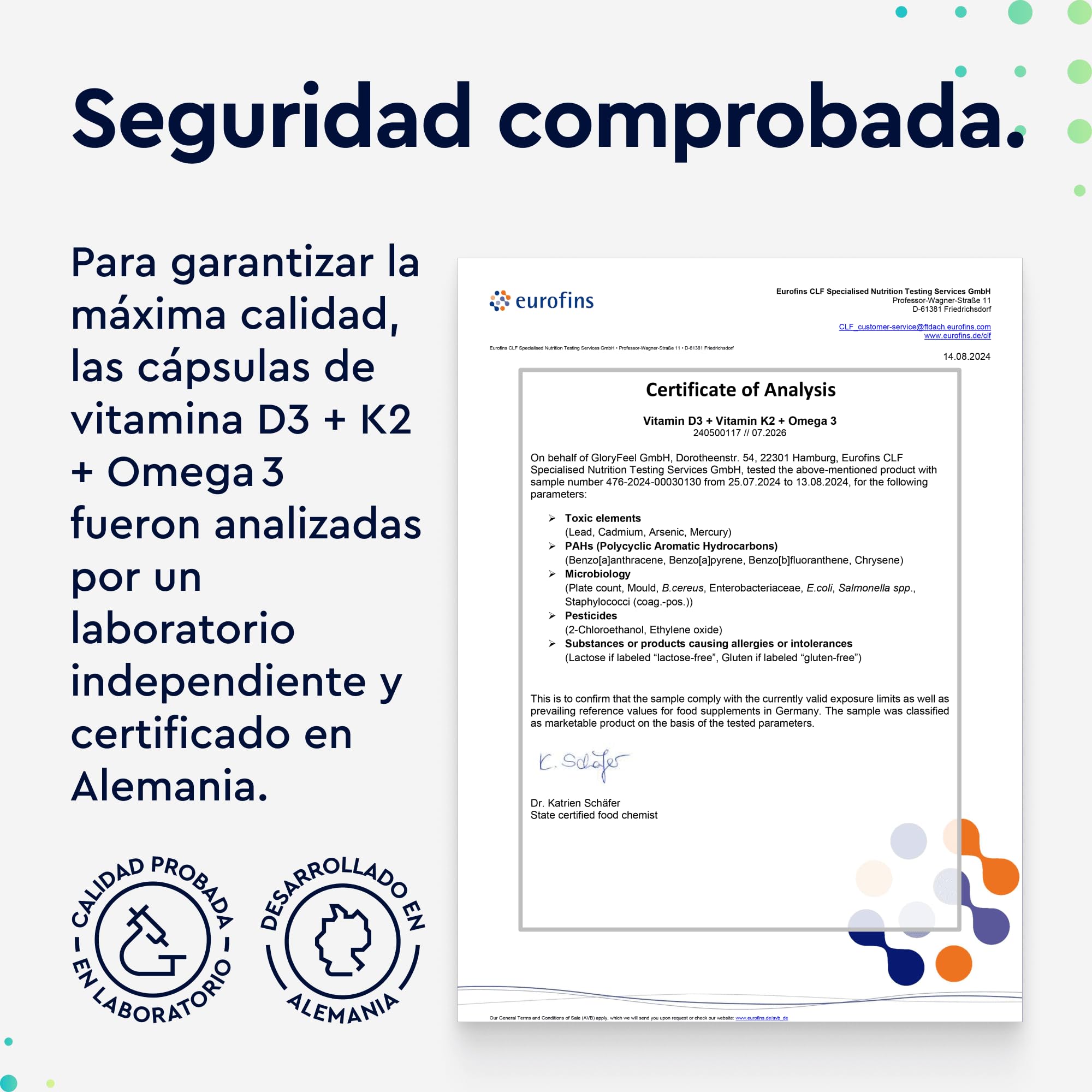 2000 UI de Vitamina D3 y K2 (K2VITAL®) - 1000mg de Omega 3 Aceite de Pescado (en Forma de Triglicéridos), 400mg EPA y 300mg DHA por Cápsula - Altamente biodisponible y Probado en laboratorio
