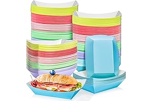 MotBach 120 Pack 2LB Colorful Paper Food Boat Trays
