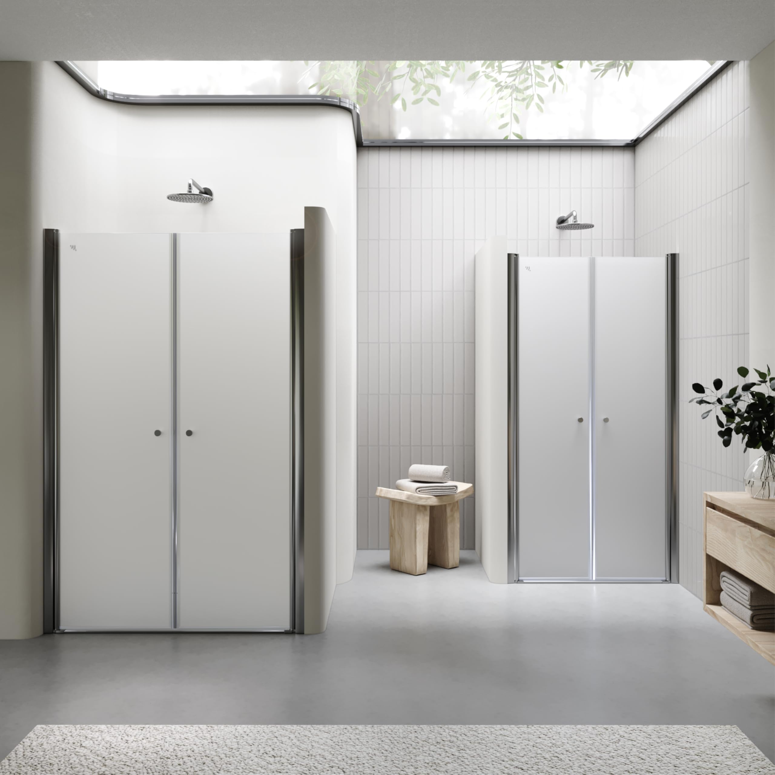 i-flair LIMA Duschtür 76x180 cm Nischentür mit Pendeltüren Satiniert, Verstellbereich 76-80 cm – 6 mm ESG Sicherheitsglas, Nanobeschichtung, Hebe-Senkmechanismus - DTF