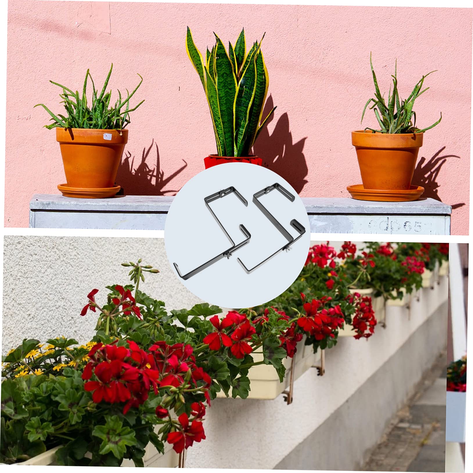 BESTonZON Blumentopfhalter Aus Eisen Balkon Hängeblumentopf Für 5-10,5cm Geländer Pflanzgefäß Aufhänger Für Garten Terrasse Wohnzimmer