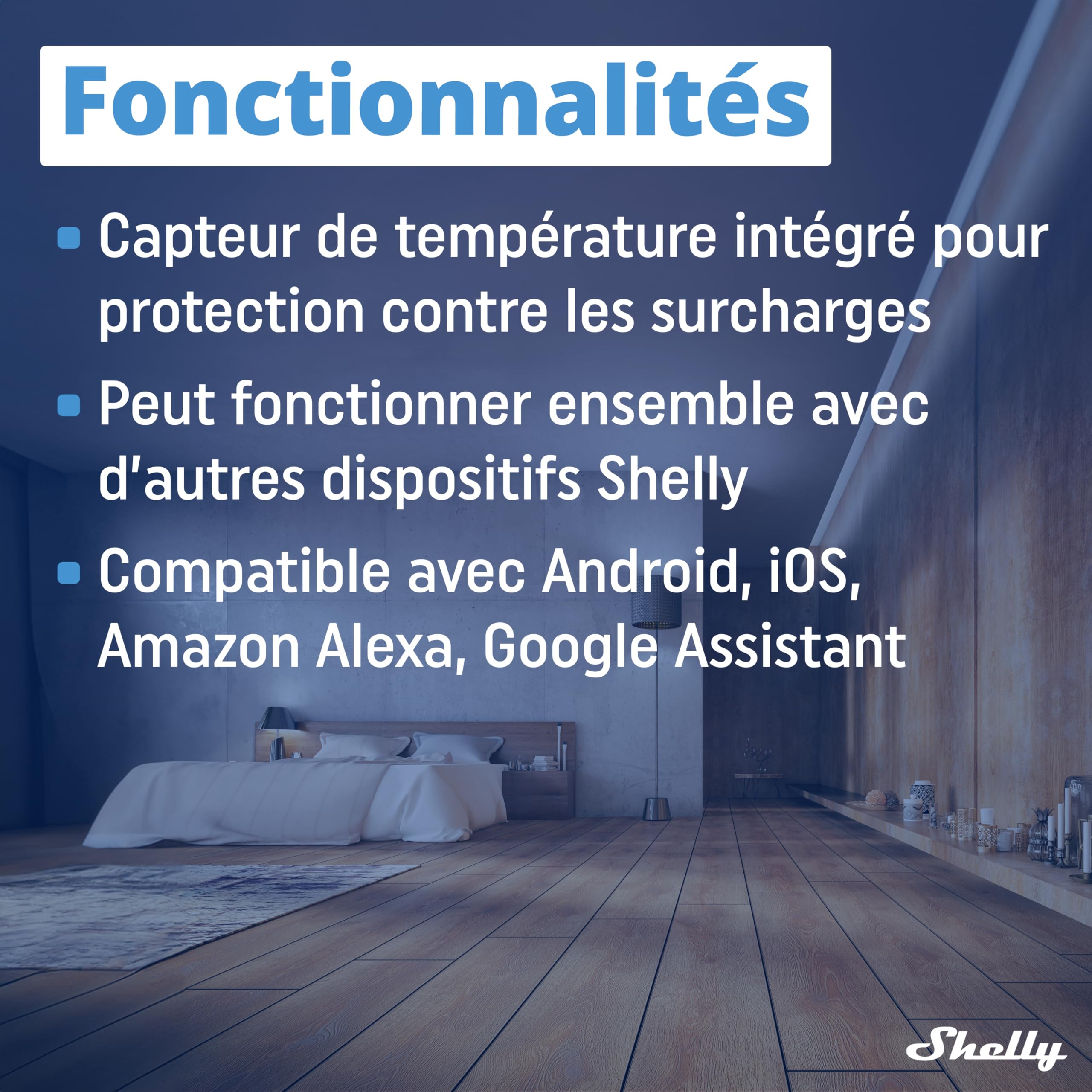 Shelly EM - Module Compteur d'énergie intelligent Wi-Fi, 2 canaux (120A), Domotique, Haute précision, Mesure production photovoltaïque, Compatible avec Alexa et Google Home, App iOS Android
