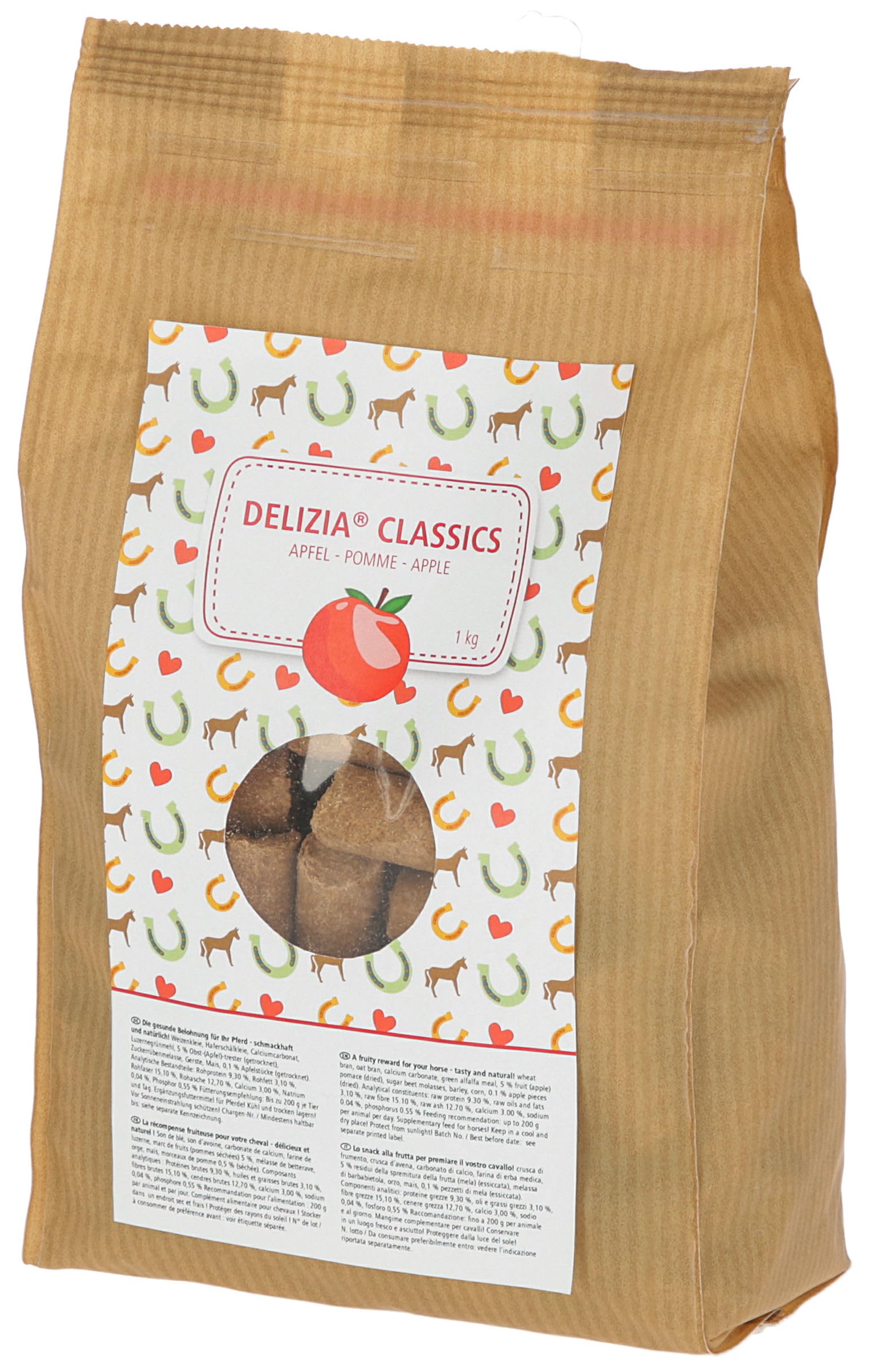 Delizia Dados de recompensa Classic, alimento para Caballos, suplemento, 1 kg/Bolsa, Manzana, Caballos, minerales, vitaminas