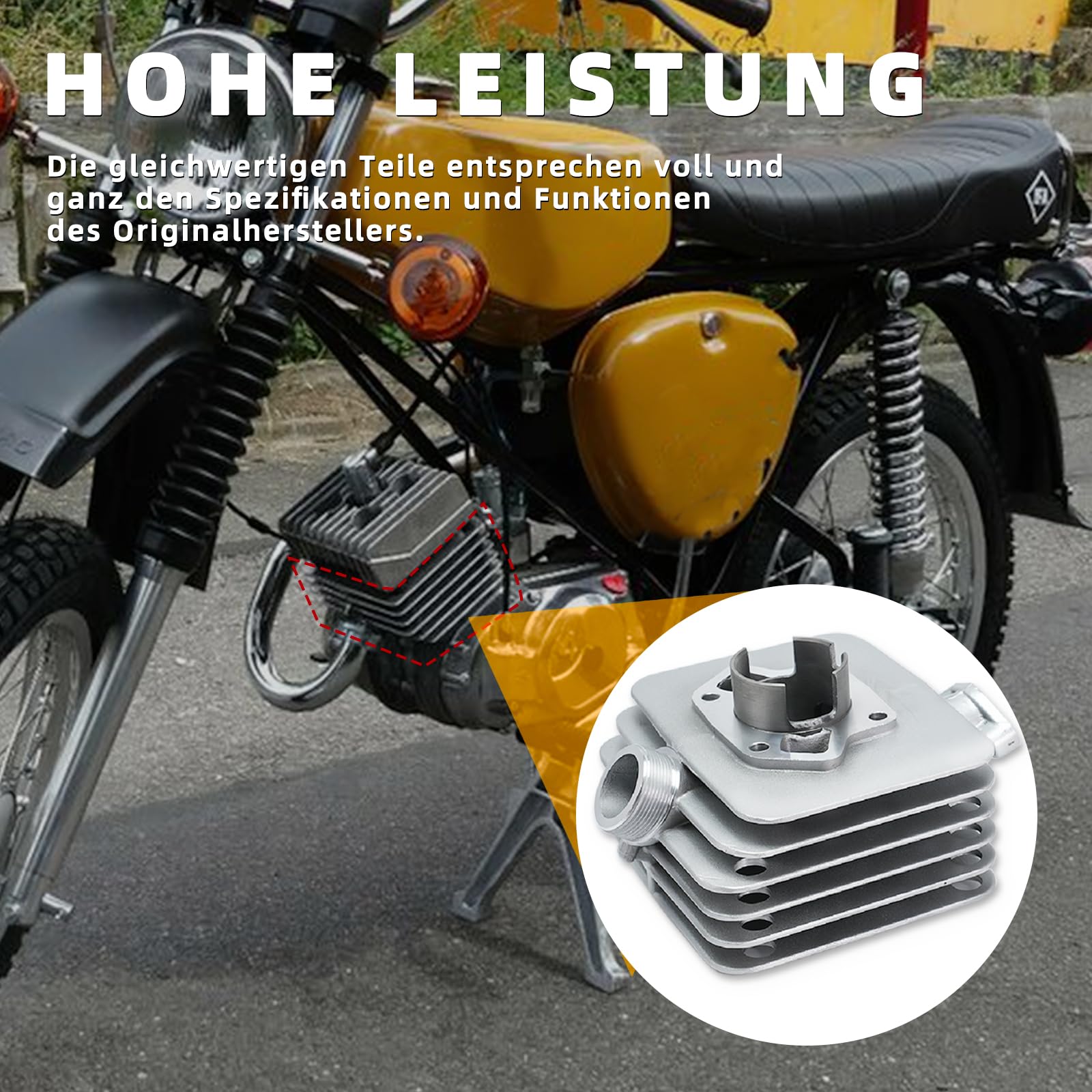 41mm Motor Zylinder Kolben Dichtungsset Big Bore Kit 60cc - Kompatibel mit Simson S51, SR50, KR51 und Schwalbe - Premium Leistungs-Upgrade für 2-Takt Motoren