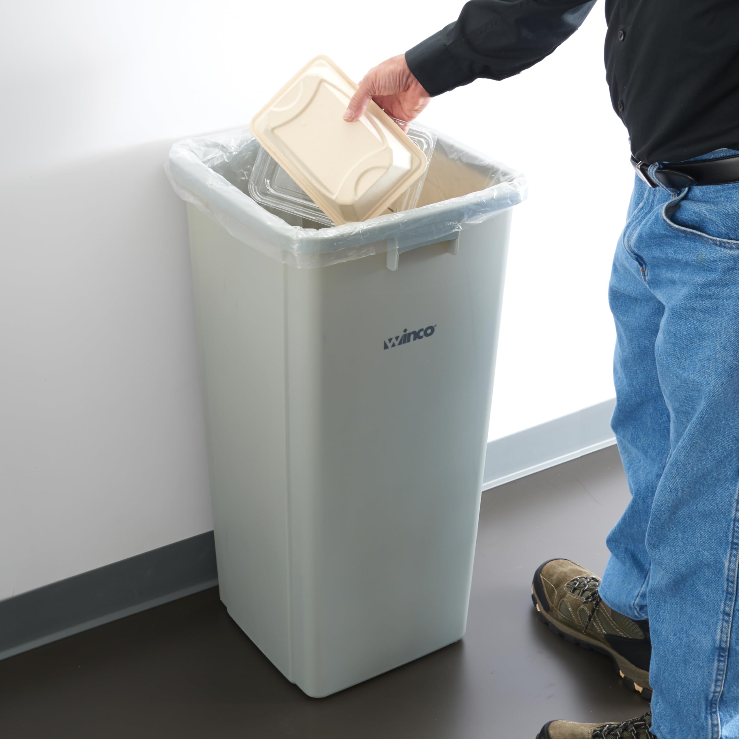 Amazon.com: Winco Commercial Square Plastic Trash Can, 23 Gallon