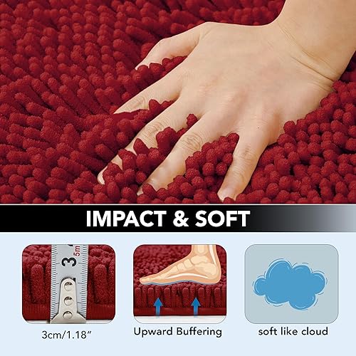 Miniatura 7 de Deconovo Alfombra de baño de 44 x 24 pulgadas, antideslizante, ultra absorbente, lavable a máquina, alfombra de microfibra para suelo de baño, hotel