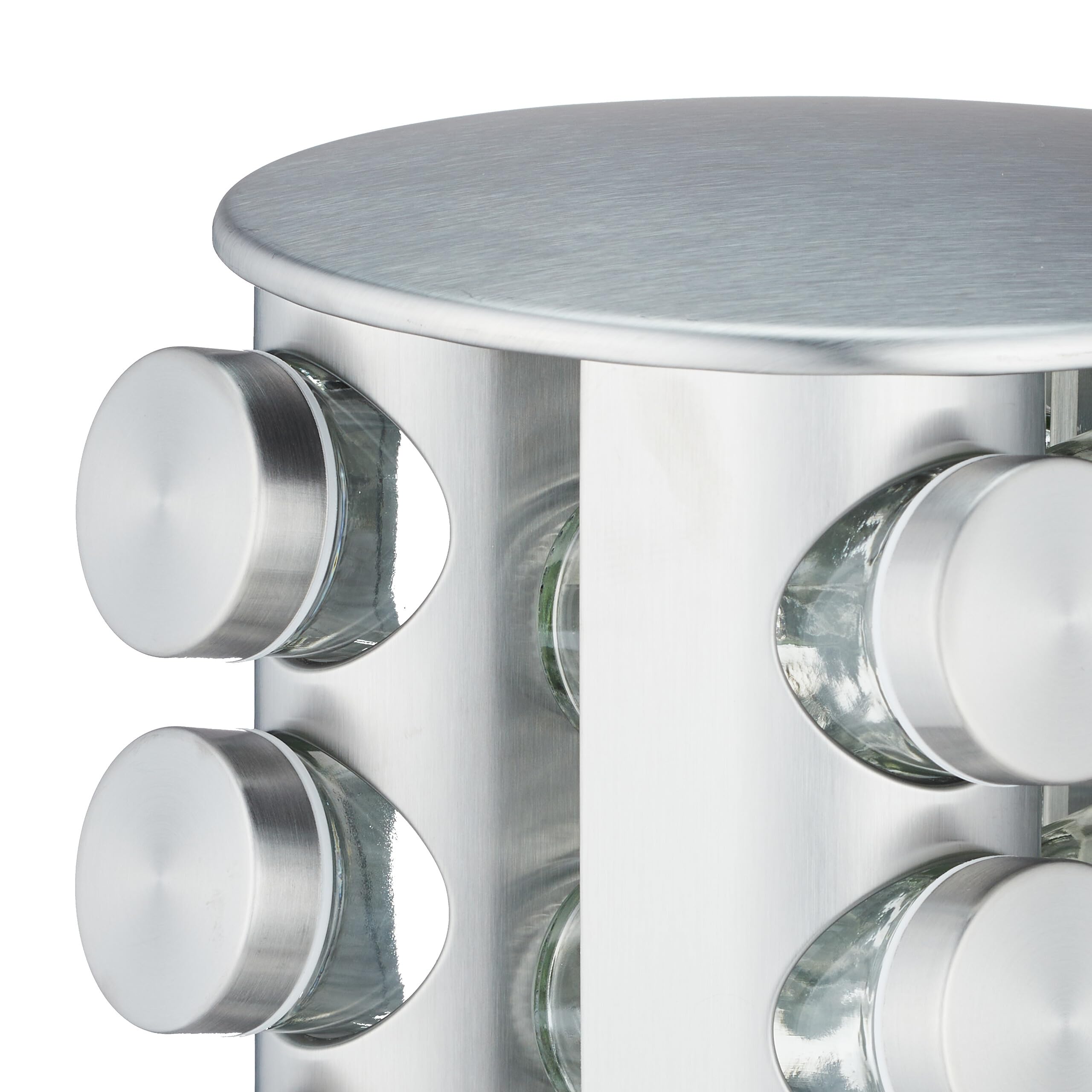 Relaxdays Tourniquet à épices, 12 Pots en Verre, chacun étant donné d’Un Embout tamiseur, Rotatif, 80 ML, argenté
