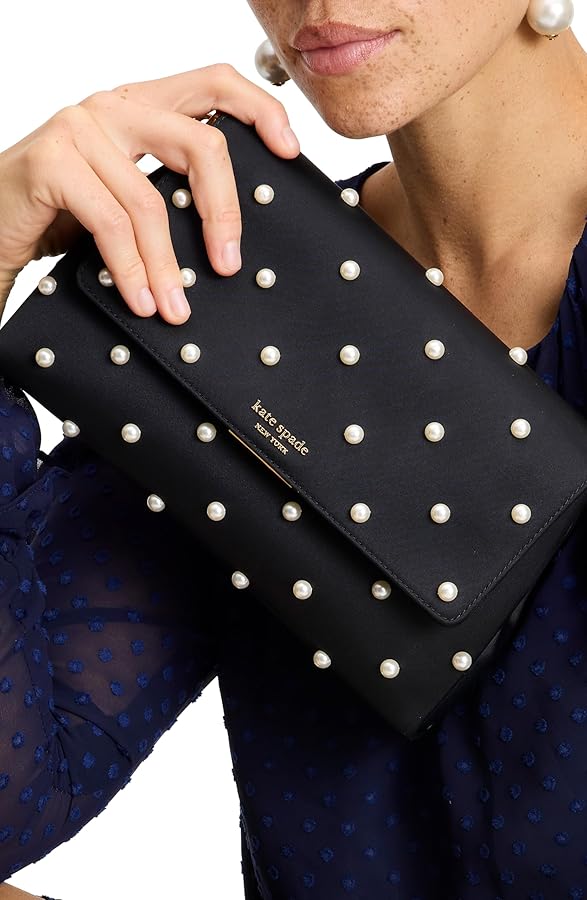 kate spade new york Grace Clutch, Black with Pearl