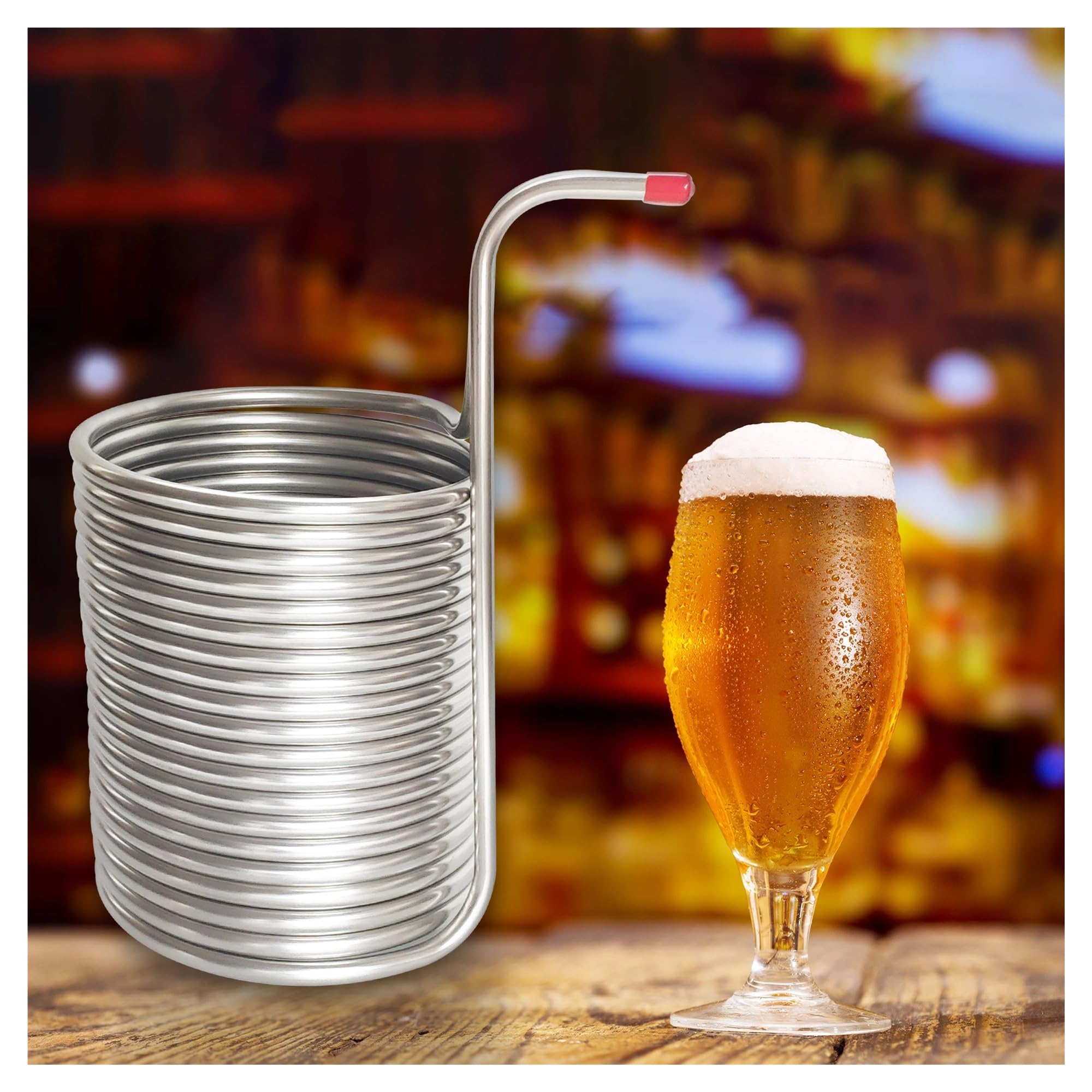 Enfriador de Mosto de inmersión de 15 m, serpentín de enfriamiento de Cerveza de Acero Inoxidable for elaboración casera, Enfriador de Mosto súper eficiente. Múltiples Aplicaciones