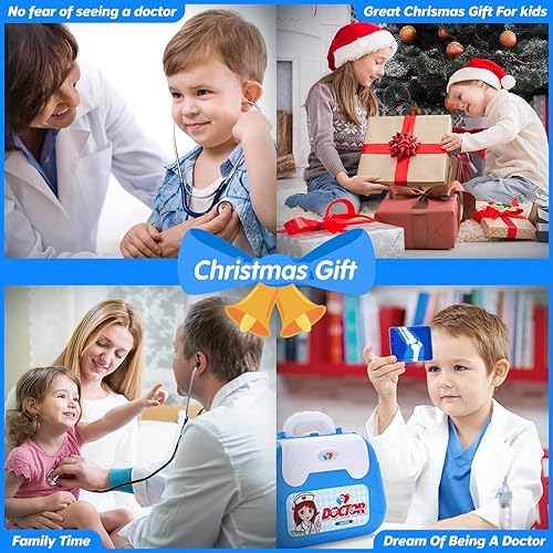 Miniatura 7 de GINMIC Kit de juego de médico para niños, juego de 22 piezas con disfraz de médico de juego de rol y funda de transporte para niños pequeños y