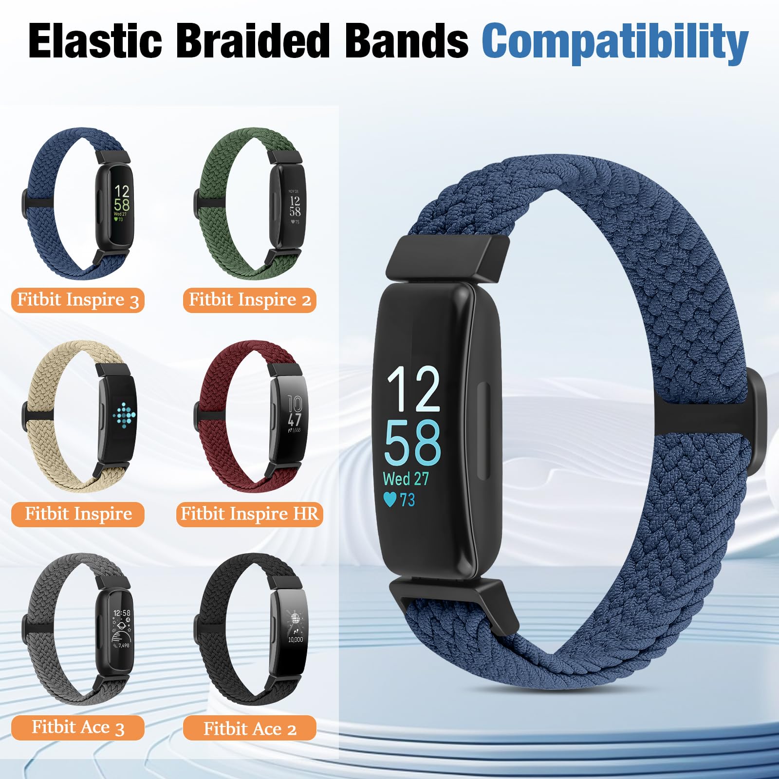 BTTNG 2 Pack Elastic Braided Straps Compatible with Fitbit Inspire 3, 2, HR, Ace 3, 2 Women, Men, Kids - Image 3