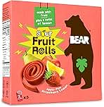 BEAR Sour - Real Fruit Yoyos - Strawberry-Apple - 0.7 Ounce (5 Count) - No added Sugar, All Natural, non GMO, Gluten Free, Vegan - Healthy on-the-go snack for kids & adults