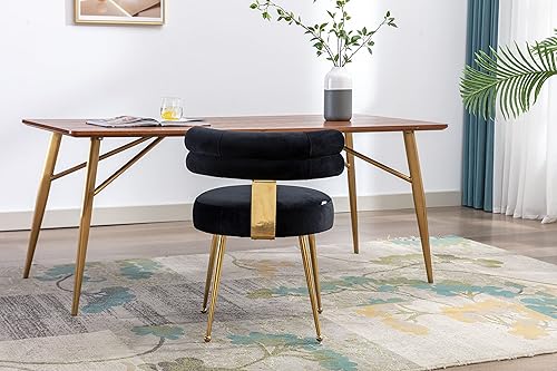 Miniatura 4 de SZLIZCCC Juego de 2 sillas de comedor, tapizadas de terciopelo, sillas de comedor modernas de mediados de siglo, respaldo curvado y acogedoras