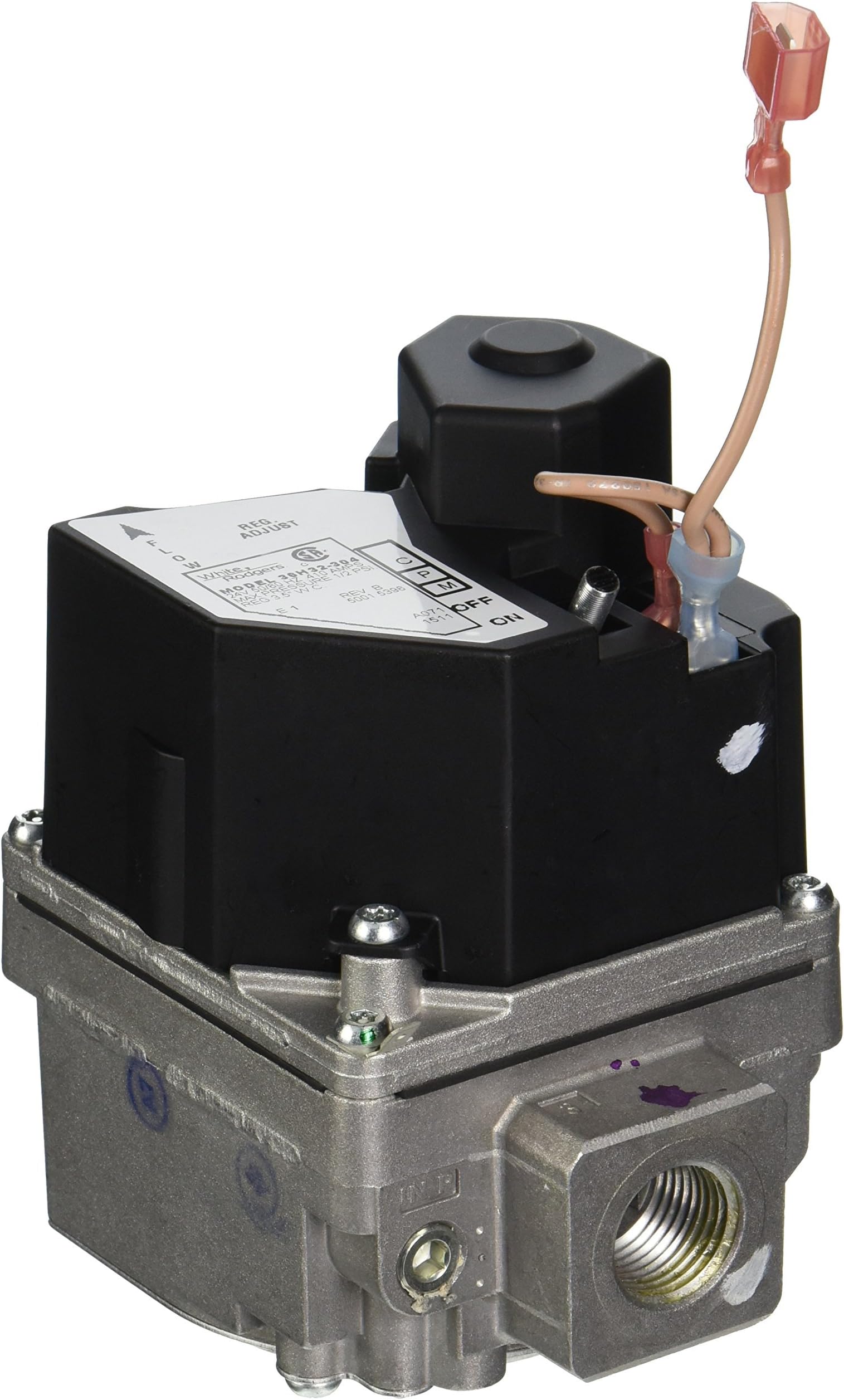 White Rodgers 36H32304 Gas Valve 24 VAC Proven Pilot Valve with Fast Open Electric On/Off Switch, 1/2 by 3/4"