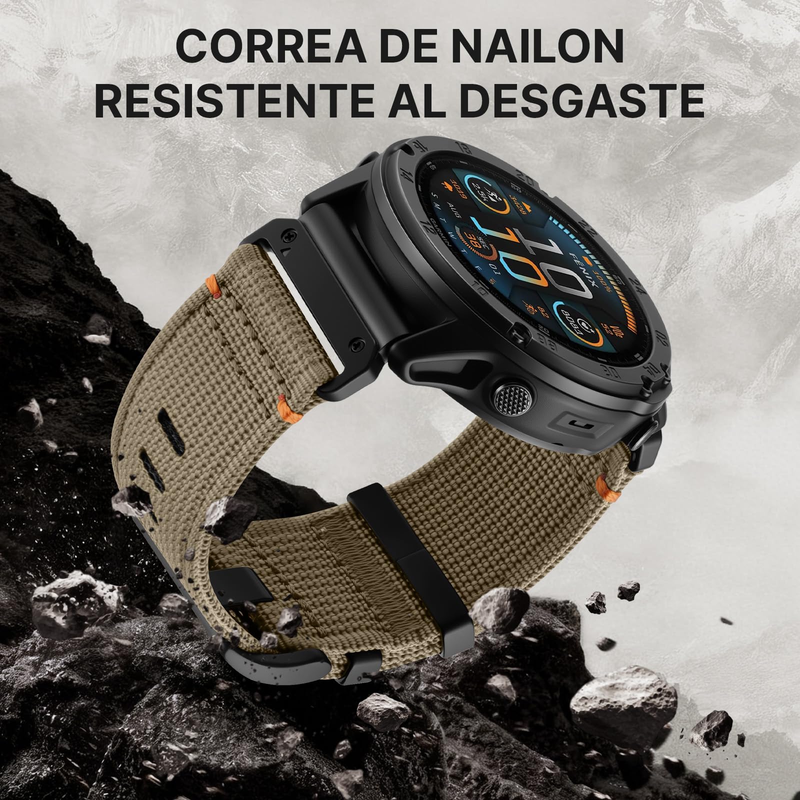 Bandletic 22mm 26mm Correa Compatible con Garmin Fenix 8 47mm/51mm, para Fenix 7/6/5/3, Correa Nailon para Epix/Forerunner/Instinct/Enduro/Tactix/Descent/Quatix/Tactical/Tide/Solar — view 5
