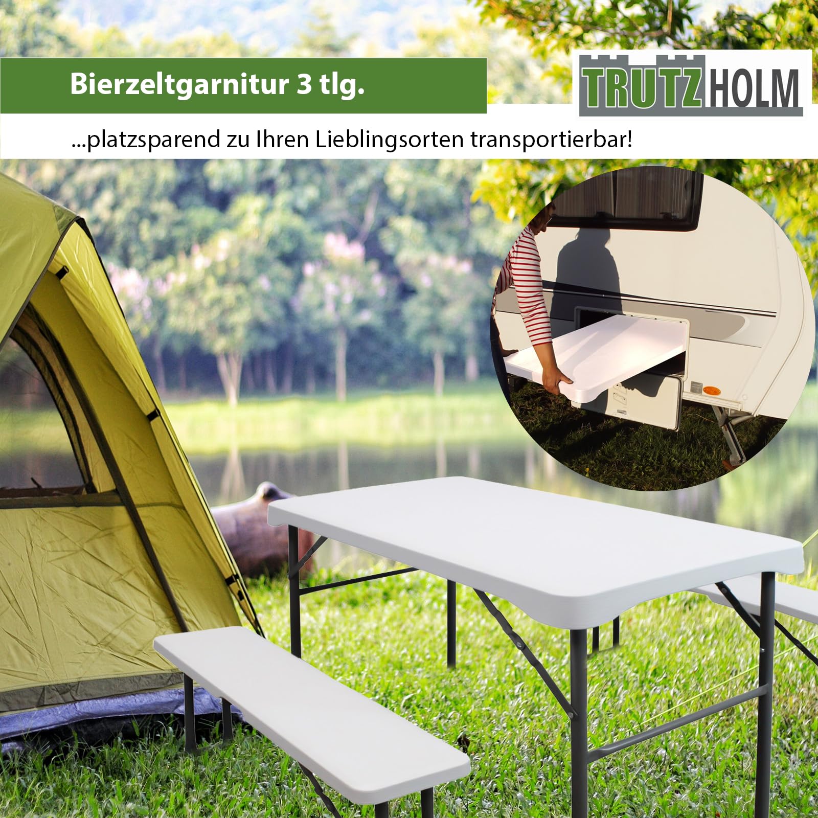 bierzeltgarnitur zelt TRUTZHOLM Gartenmöbel Set 3tlg herbstoutfit Höhe am Fahrzeug:300cm Wildzelten in Polen -
