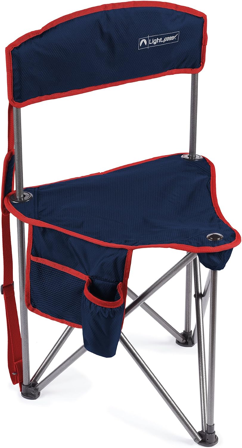 Lightspeed Outdoors Xtra Wide Nylon Ripstop Tripod Lightweight Folding Camping Sports Chair (Blue)
