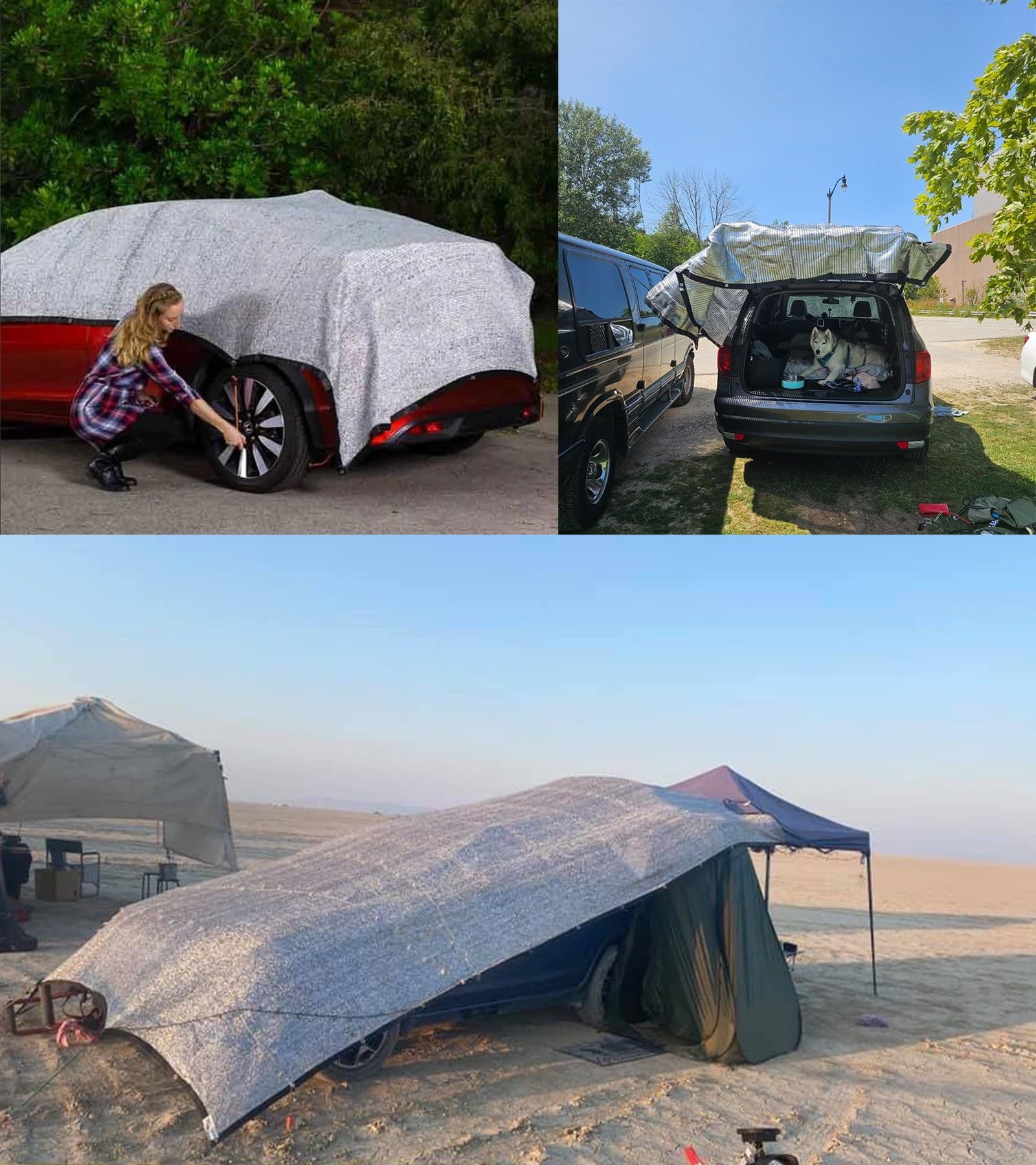 95% Aluminet Schattentuch mit Ösen fürs Auto - Sonnenreflektierendes UV Reflektierendes Tuch für Autos, Pergola, Hühnerställe, Hunde, Schattenabdeckungen für den Außenbereich