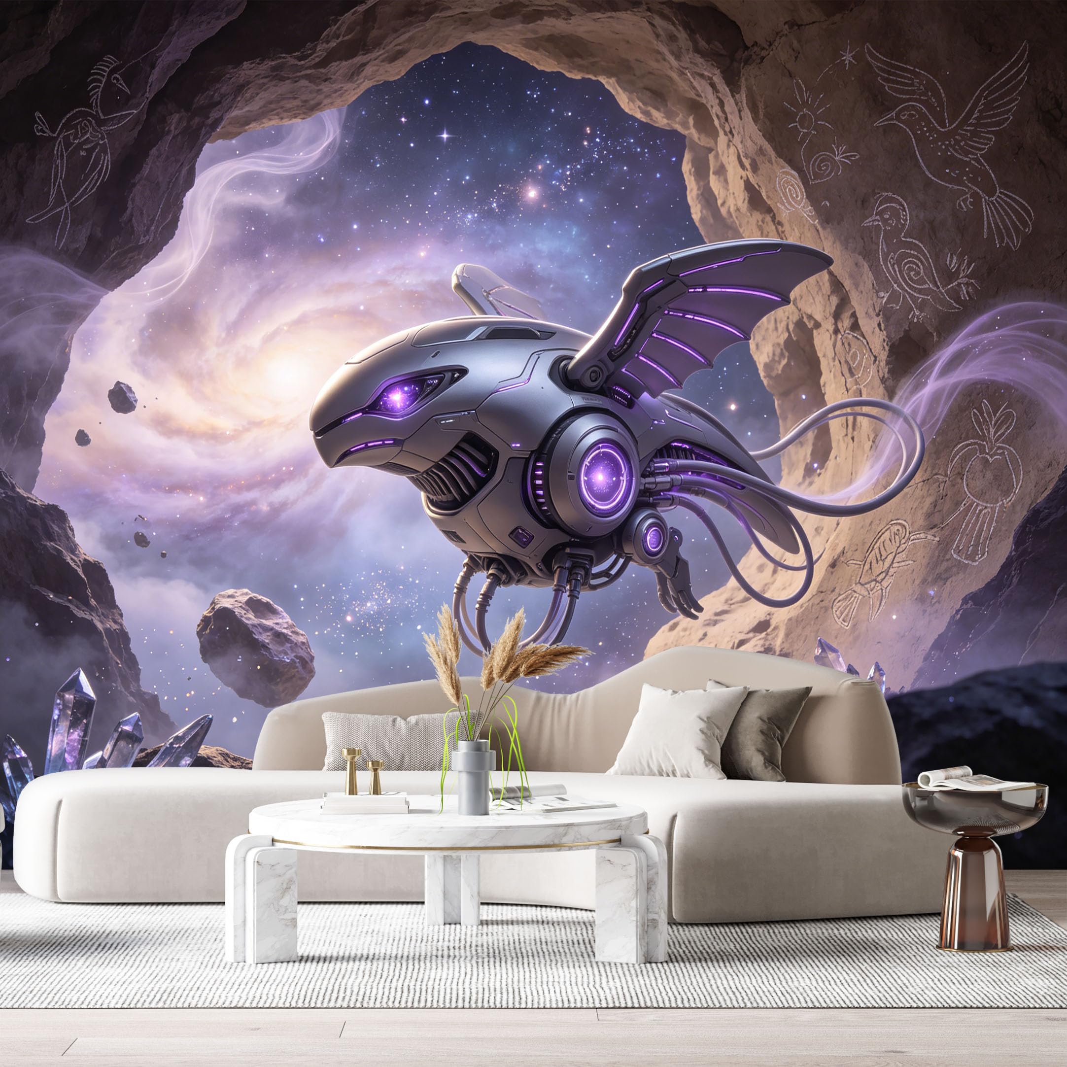 Custom Size Wall Mural Futuristic Heavy Armored Fantasy Beast Science Fiction Robot Neon Space Armor 3D Textured SelfAdhesive Art Prints Removable Large Wallpaper Esports Game Room Studio