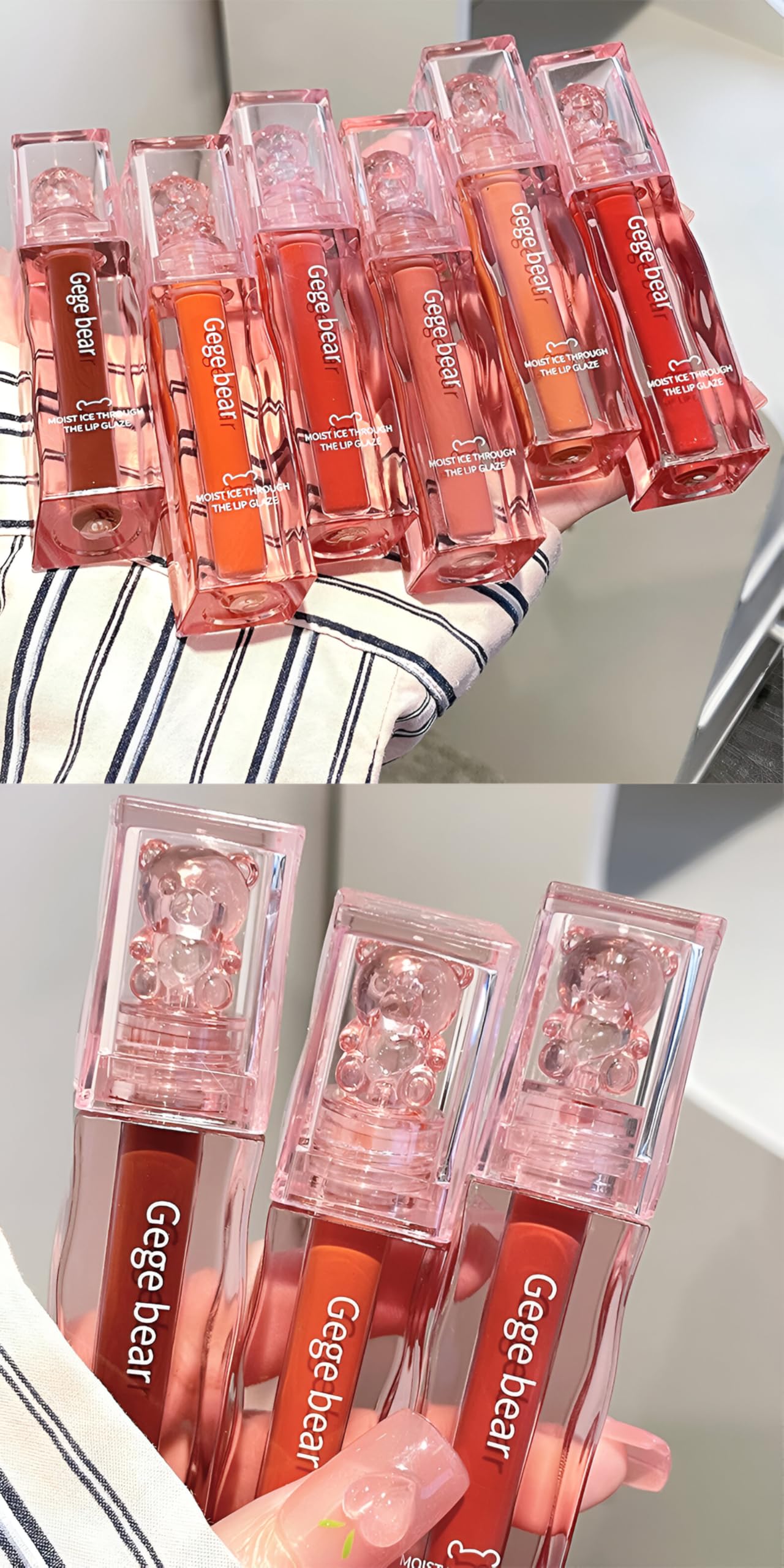 Gege Bear Moist Ice Through the Lip Glaze | Hydrating Watery Lip Gloss | High-Pigment, Long-Lasting Liquid Lip Color | Non-Sticky, Lightweight Lip Tint | Mirror Shine Gloss with Moisturizing Formula | Waterproof, Smudge-Proof Lip Glaze for Women | Korean Beauty Vibrant Lip Makeup 3g (#1, 3g)-picture-50