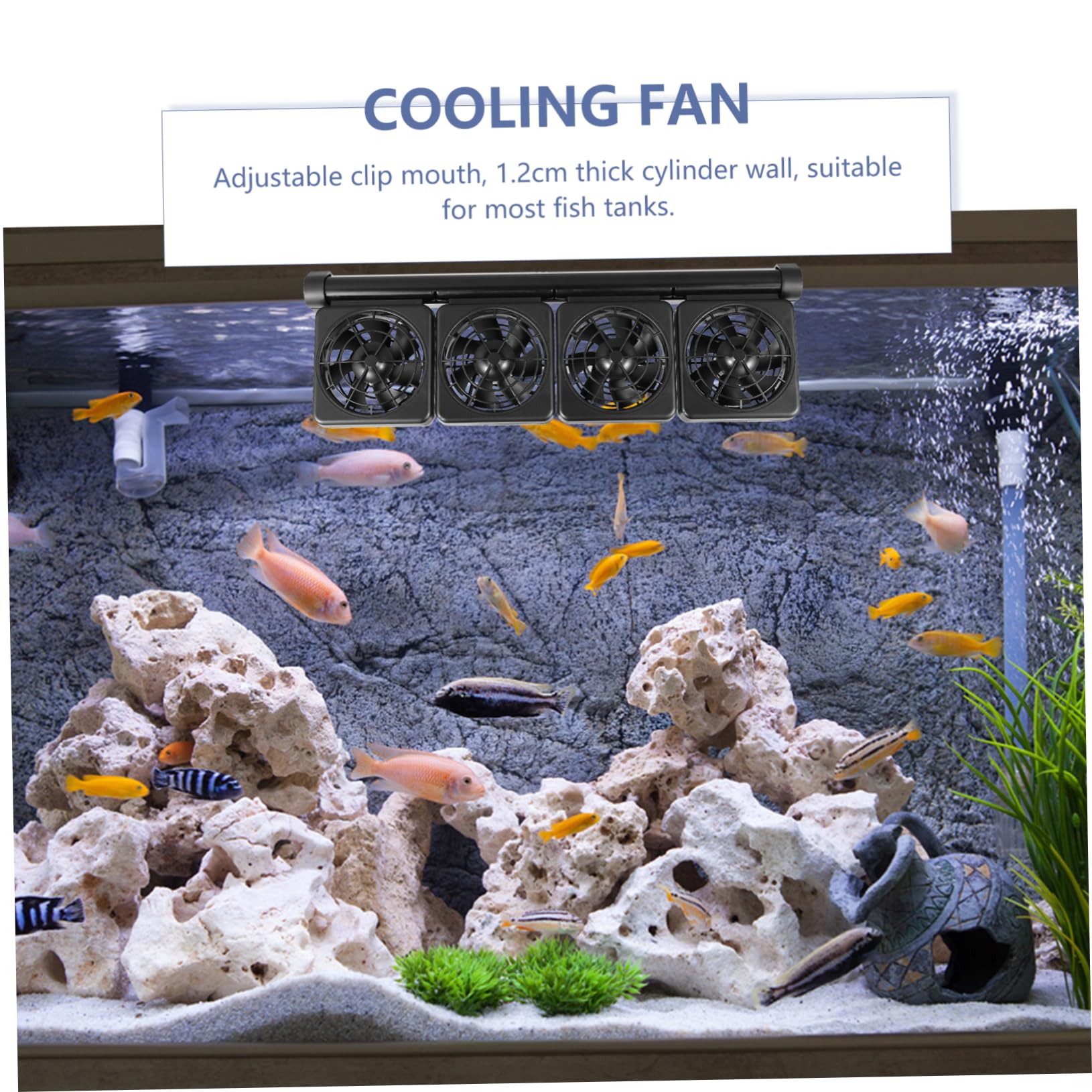 Milisten Verstellbarer Aquarium Kühler Lüfter aus Kunststoff und Aluminiumlegierung zur Temperaturreduktion um 2-3 Grad für Sommerfest und Frische Sowie Salzwasser Aquarien