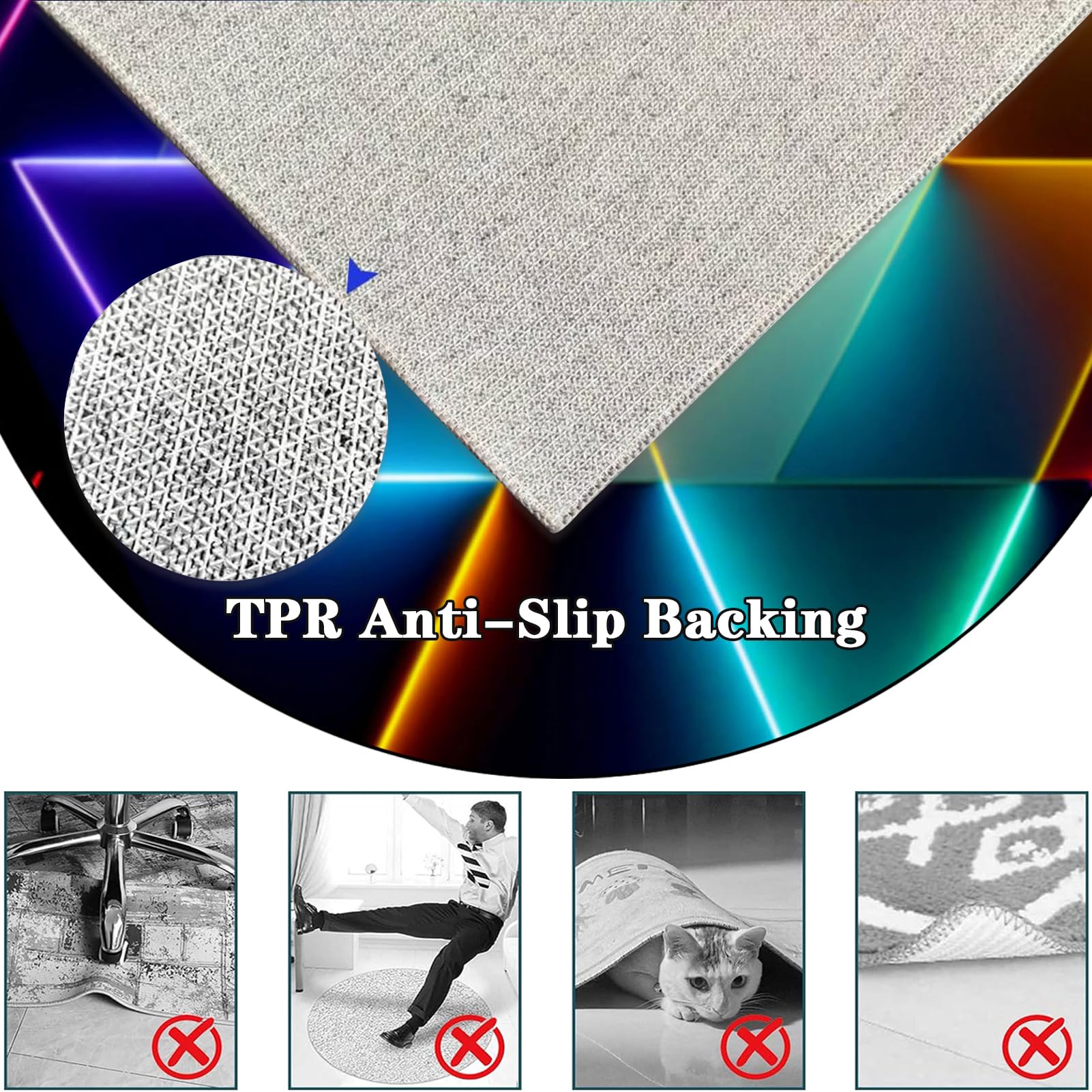 Protège Sol sous Chaise Tapis de Chaise de Bureau pour Moquette et Sol Dur, 90 cm Tapis Gaming Sol Tapis de Chaise de Bureau Tapis Protecteur de Sol pour fauteuils de Gaming Tapis Rond