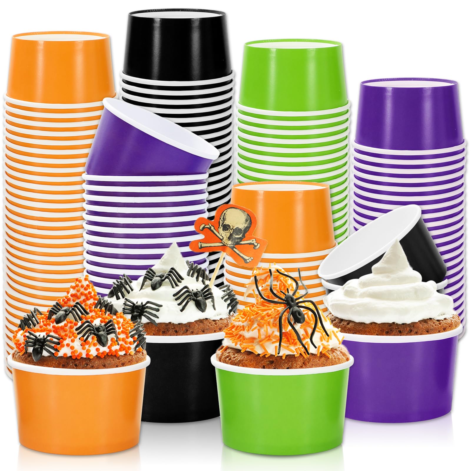 Gobelets jetables pour friandises d'Halloween en carton, bol à soupe en papier 237 ml vert