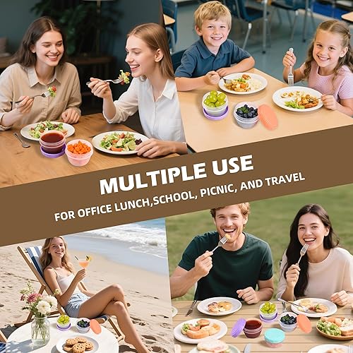 Miniatura 7 de RXRRXR Recipientes para aderezo de ensalada de 4 onzas, pequeños condimentos con tapas, reutilizables, sin BPA, a prueba de fugas, para aperitivos,