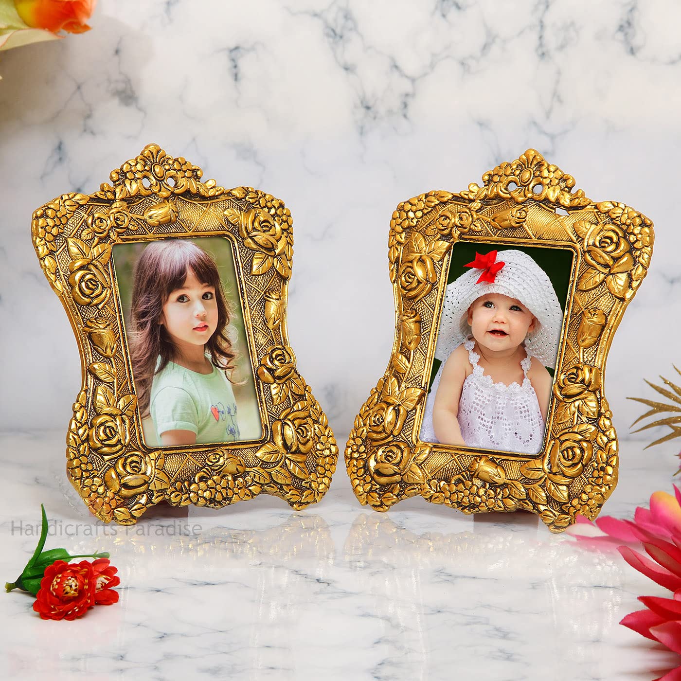 ビンテージ 女性の肖像画 ゴールドフレーム Handicrafts Paradise Photo Frame Pair Antique Golden Victorian