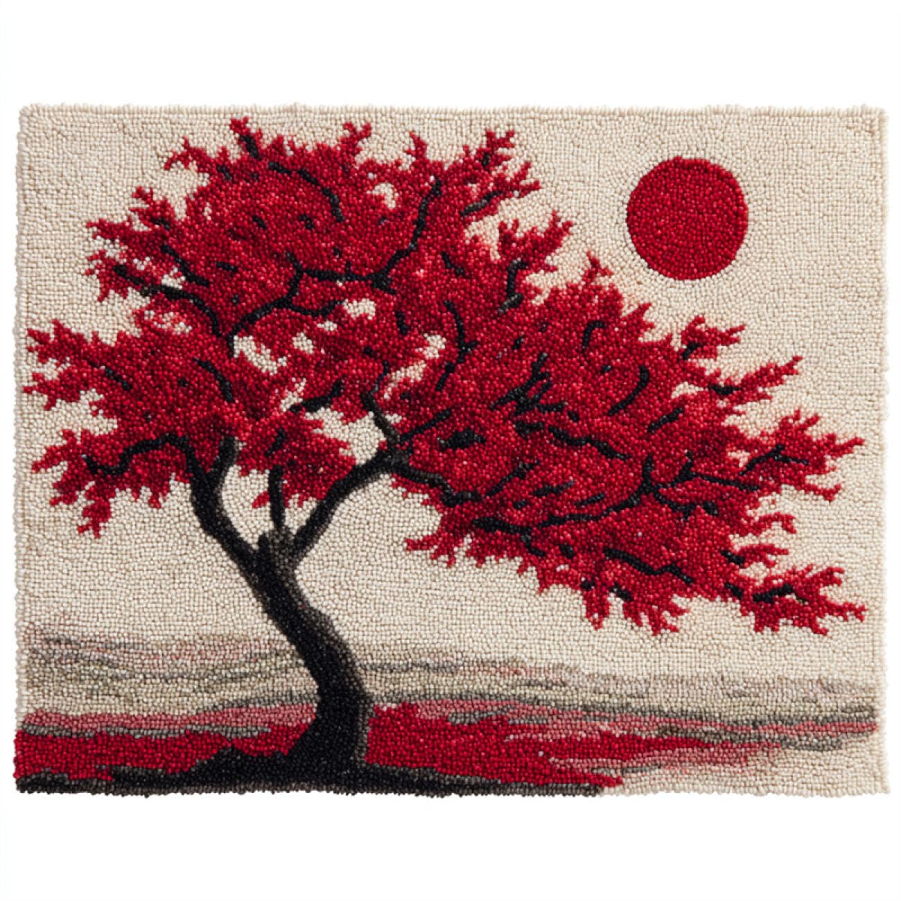 AMBATTERY Latch Hook Tapestry Kit Red Tree 60x40cm