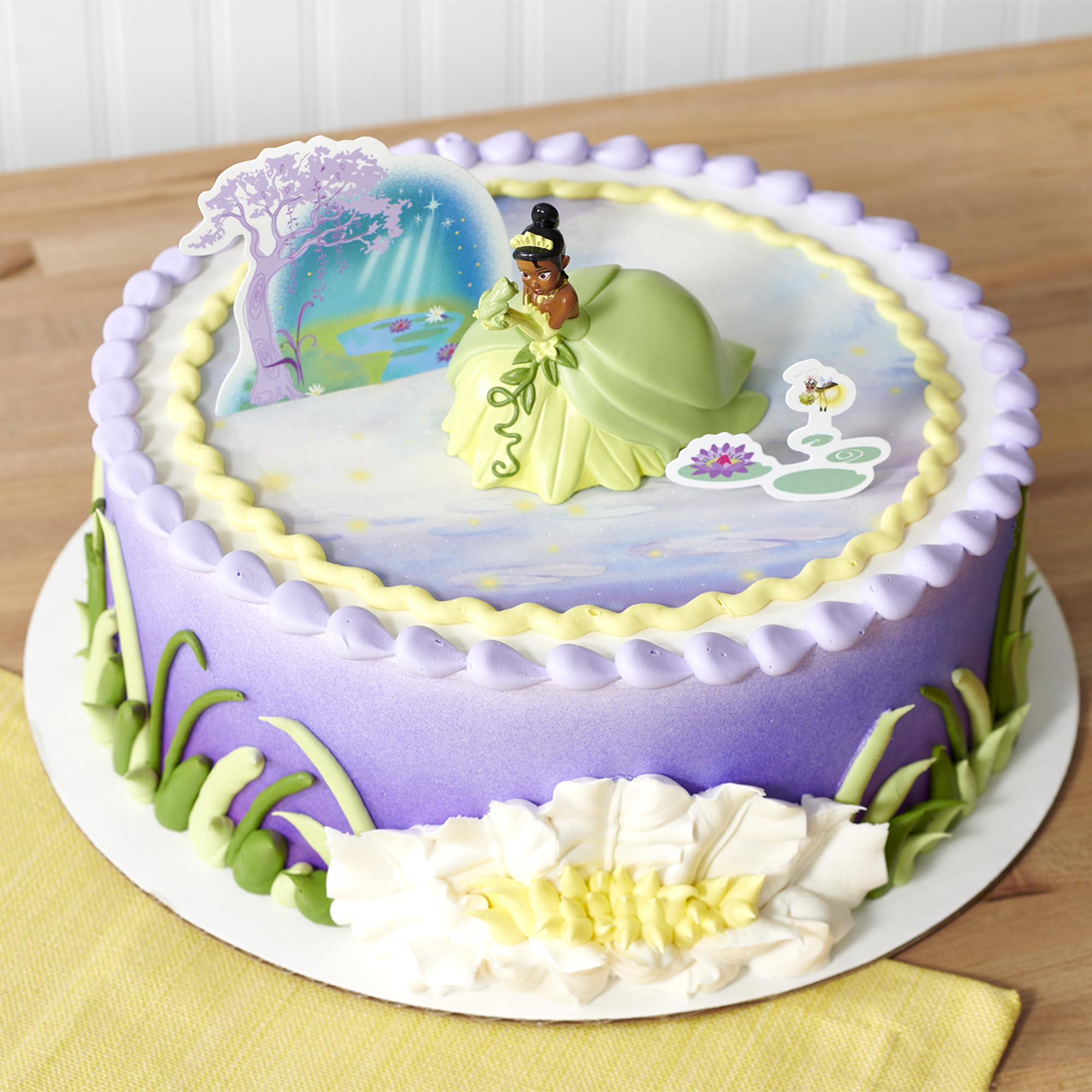 DecoPacDecoSet® Disney Princess Tiana Cake Topper, 3-Piece Cake Decoration  With Tiana And Frog Figurine, Water Lily Pic, And Background Scenery Pic - Main Image