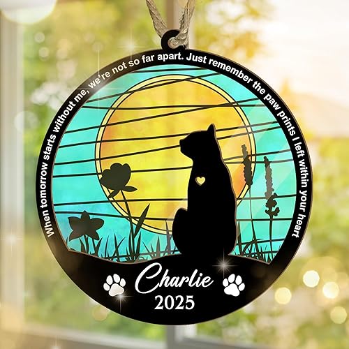 Adorno conmemorativo de atrapasoles personalizado para gatos, nombre personalizado, regalo conmemorativo de gato, regalo para amantes de los gatos,