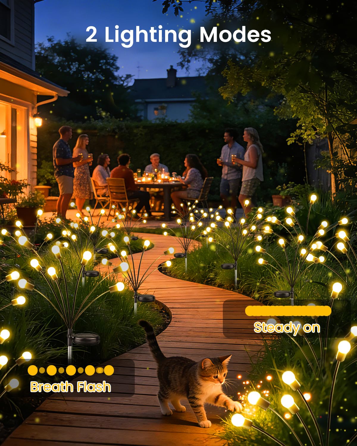 Condition photo showing New/Like New for ozs garden lights fairy outdoor - solar firefly lights outdoor, sway by wind, waterproof for garden patio pathway fairy decoration (warm white)