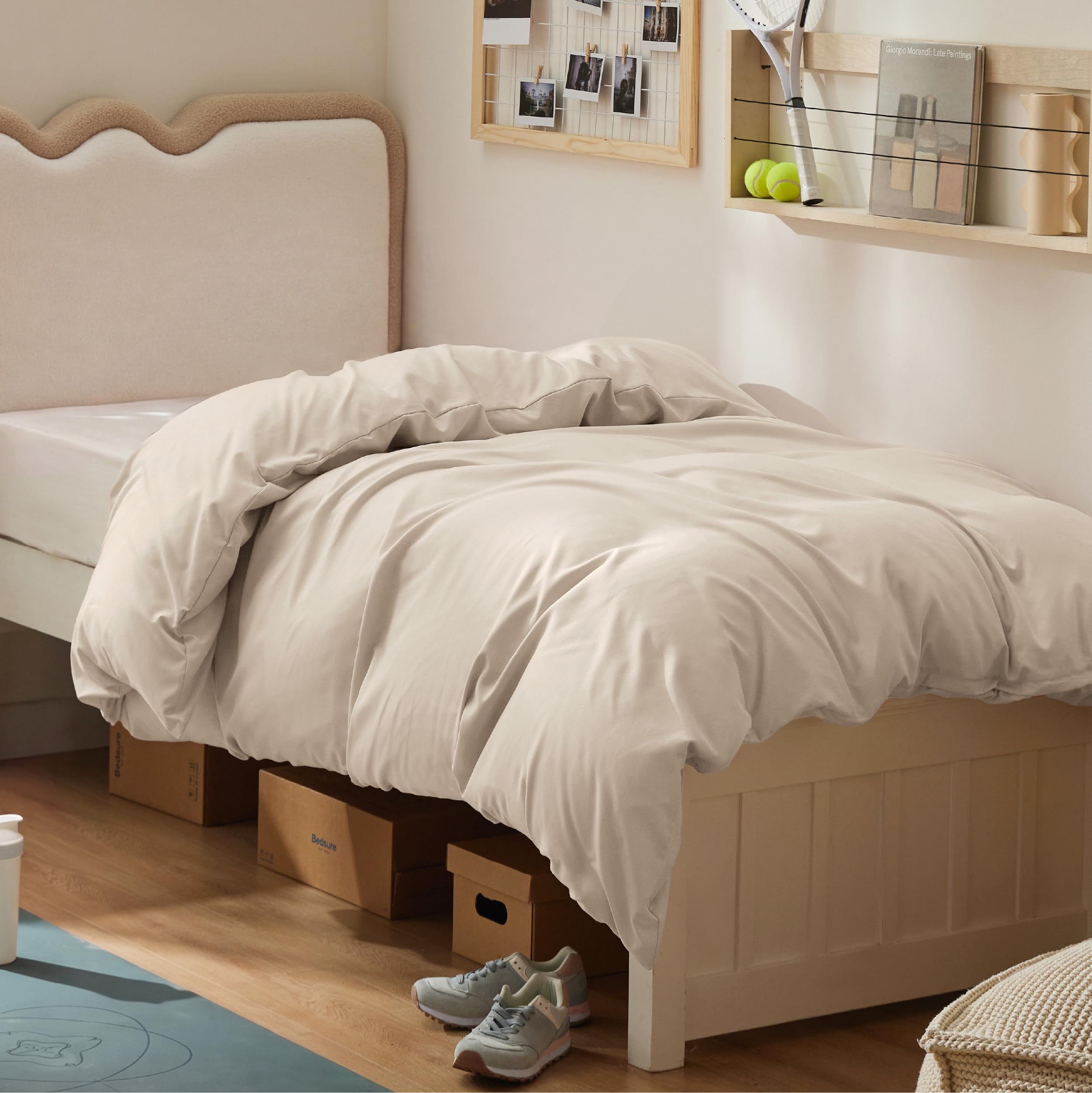 Bedsure Twin/Twin XL Duvet Cover, 1Pc Soft Double Brushed Bedding, Beige