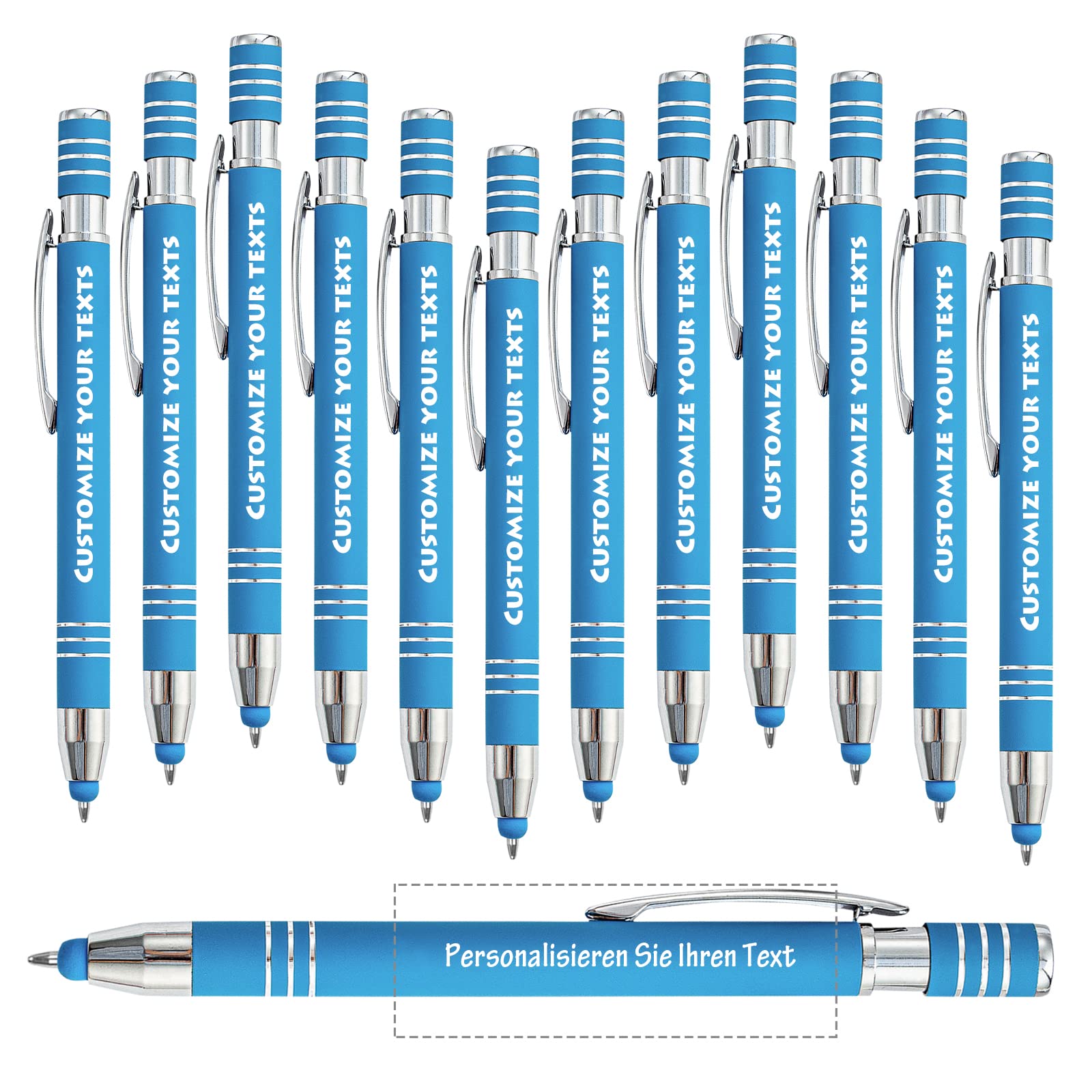 Angry Egg Boy Personalized Engraving Ballpoint Pen with Touch Screen Pen,Custom Metal Logo Ballpoint Pens with Message, Business, Office, School,Study, Black Ink - 72 Pens