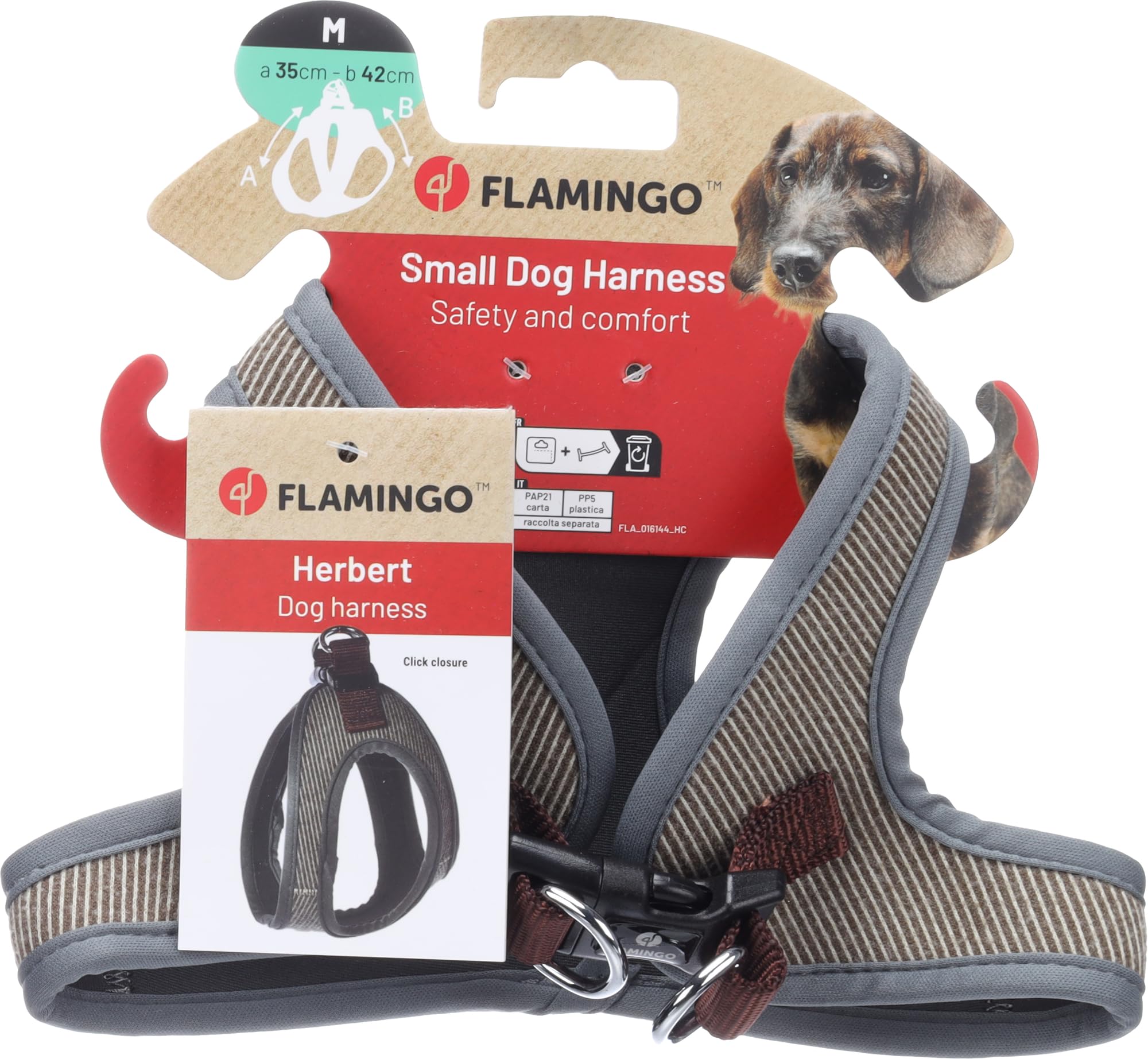 Dog Harness Step&Go Herbert Light brown M 35cm 42cm
