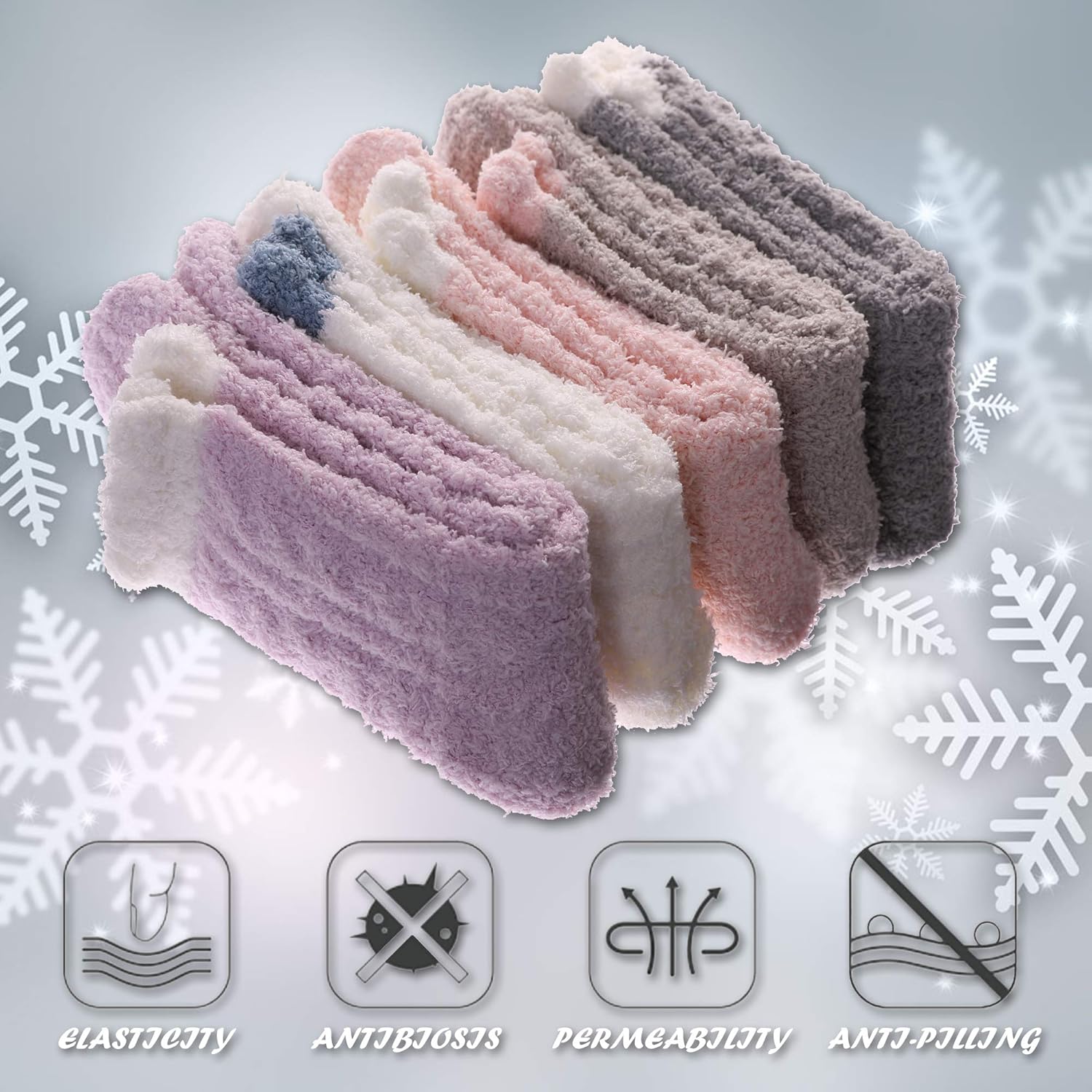 Womens Socks (6 Pairs Solid Color A) - Image 5